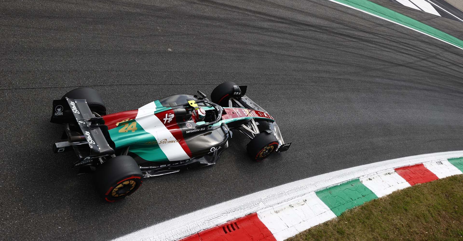 AUTODROMO NAZIONALE MONZA, ITALY - SEPTEMBER 01: Zhou Guanyu, Alfa Romeo C43 during the Italian GP at Autodromo Nazionale Monza on Friday September 01, 2023 in Monza, Italy. (Photo by Andy Hone / LAT Images)