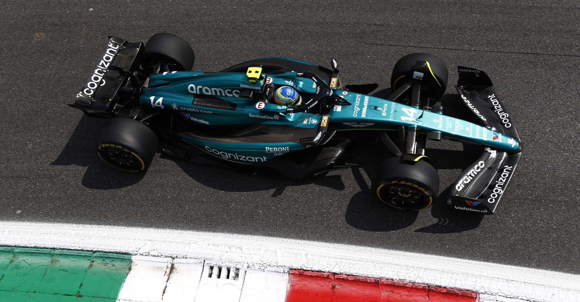 AUTODROMO NAZIONALE MONZA, ITALY - SEPTEMBER 01: Fernando Alonso, Aston Martin AMR23 during the Italian GP at Autodromo Nazionale Monza on Friday September 01, 2023 in Monza, Italy. (Photo by Andy Hone / LAT Images)