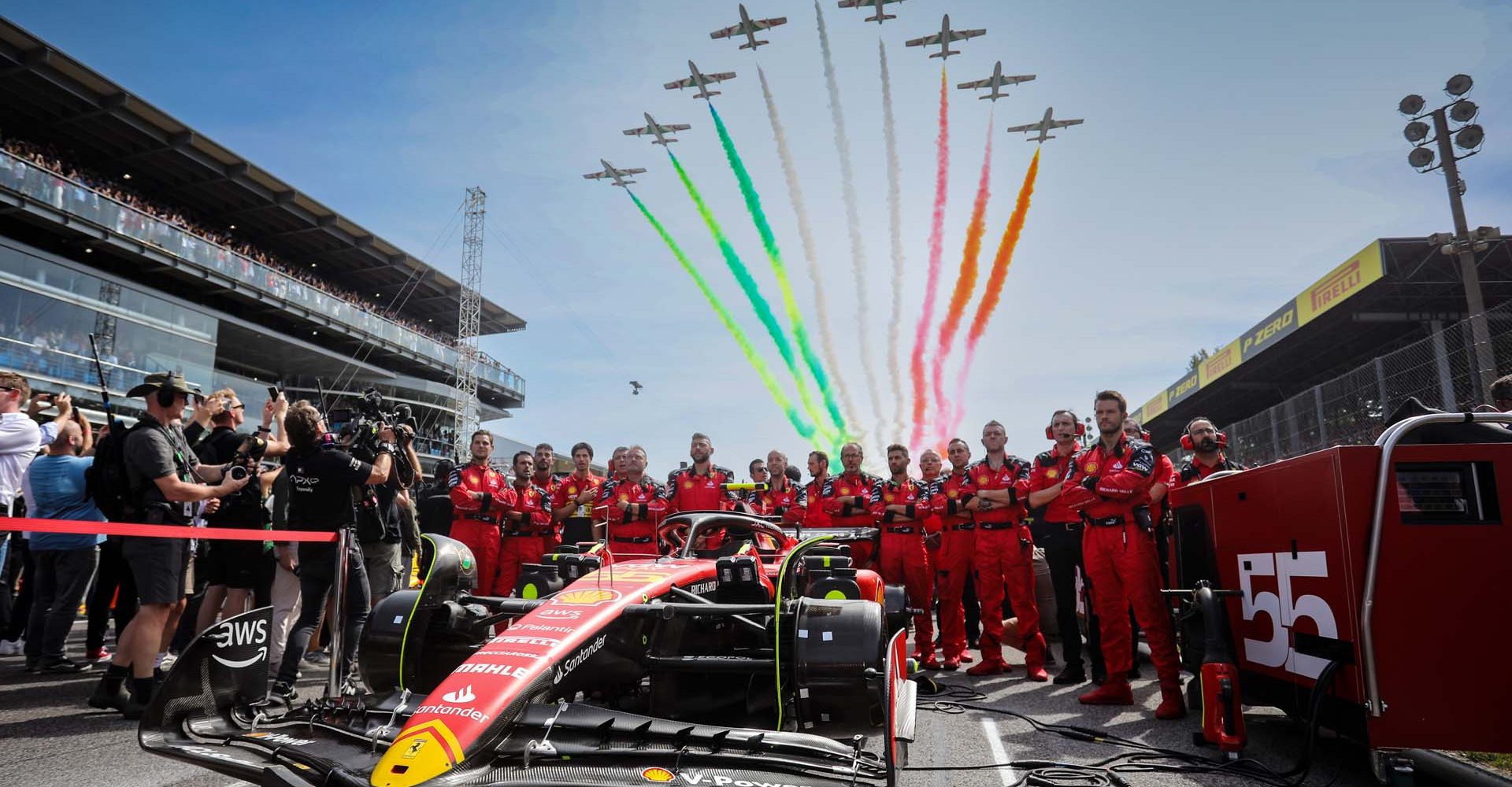 Carlos Sainz, Ferrari, grid, Monza, Frecce Tricolori