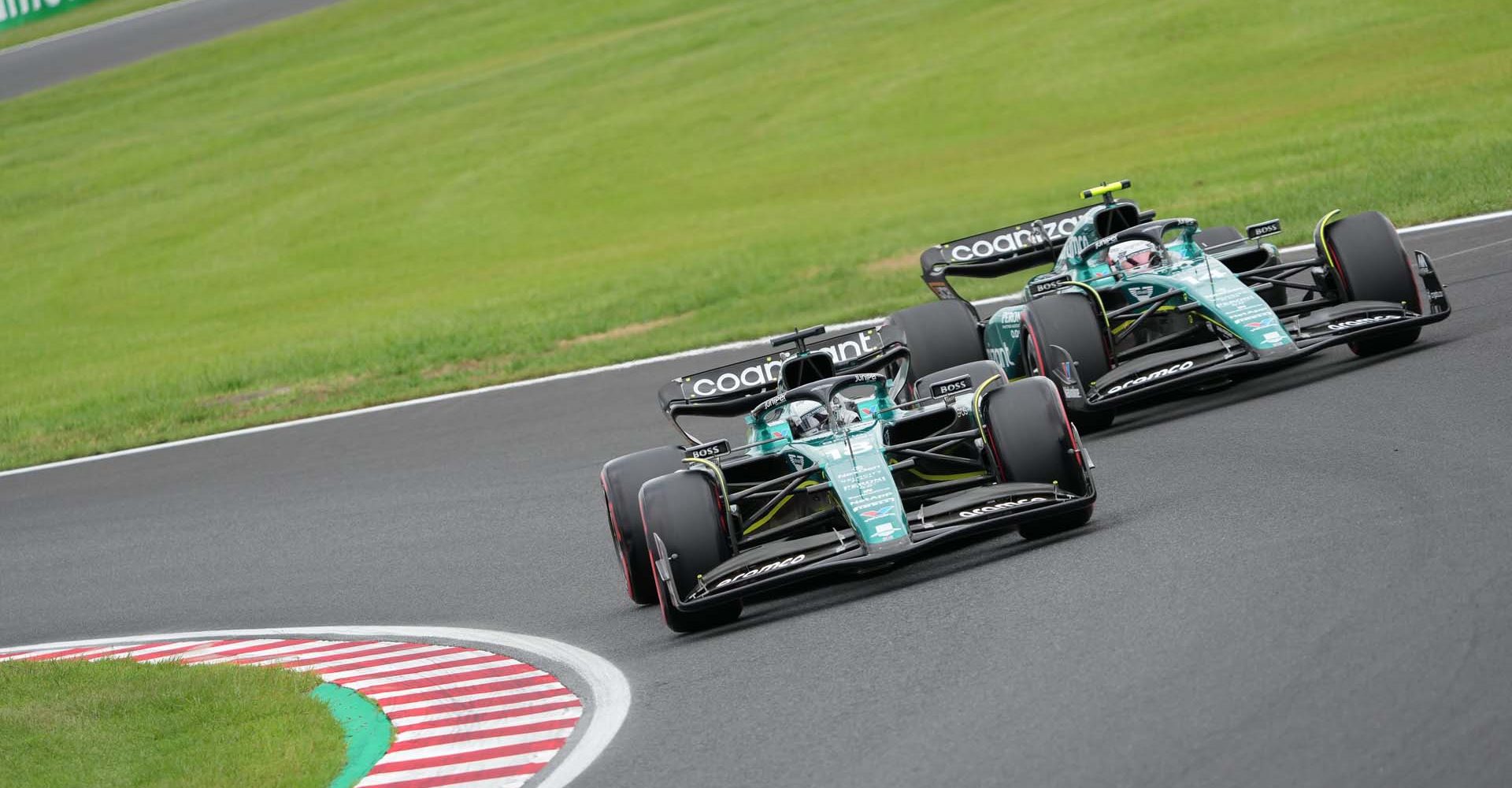 Lance Stroll and Fernando Alonso, Aston Martin