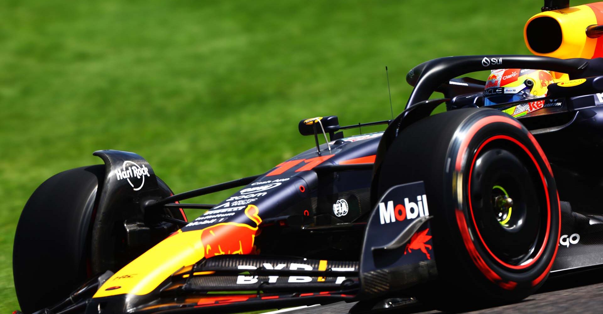 SUZUKA, JAPAN - SEPTEMBER 23: Sergio Perez of Mexico driving the (11) Oracle Red Bull Racing RB19 on track during final practice ahead of the F1 Grand Prix of Japan at Suzuka International Racing Course on September 23, 2023 in Suzuka, Japan. (Photo by Mark Thompson/Getty Images) // Getty Images / Red Bull Content Pool // SI202309230088 // Usage for editorial use only //