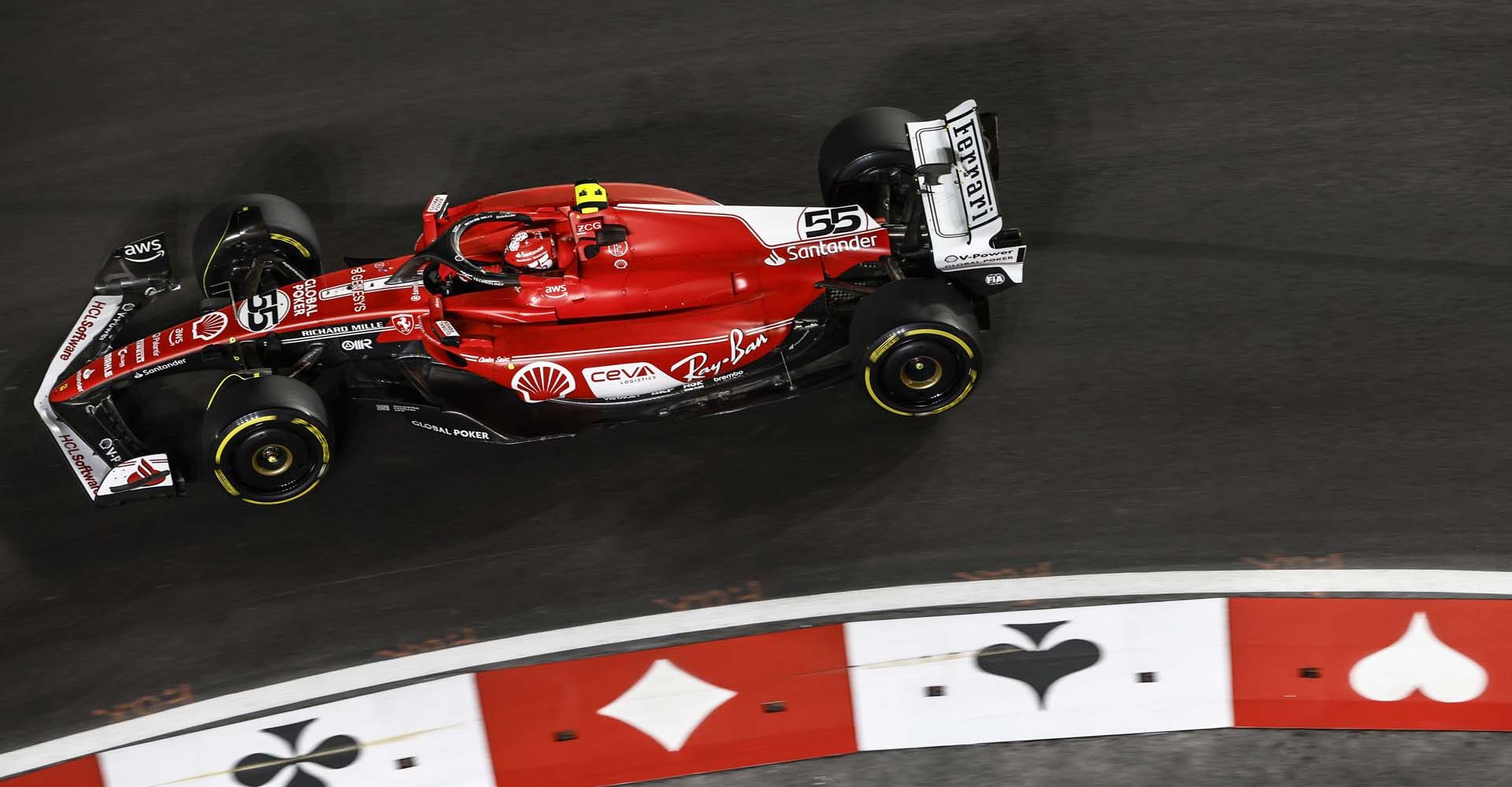 STREETS OF LAS VEGAS, UNITED STATES OF AMERICA - NOVEMBER 17: Carlos Sainz, Ferrari SF-23 during the Las Vegas GP at Streets of Las Vegas on Friday November 17, 2023, United States of America. (Photo by Zak Mauger / LAT Images)