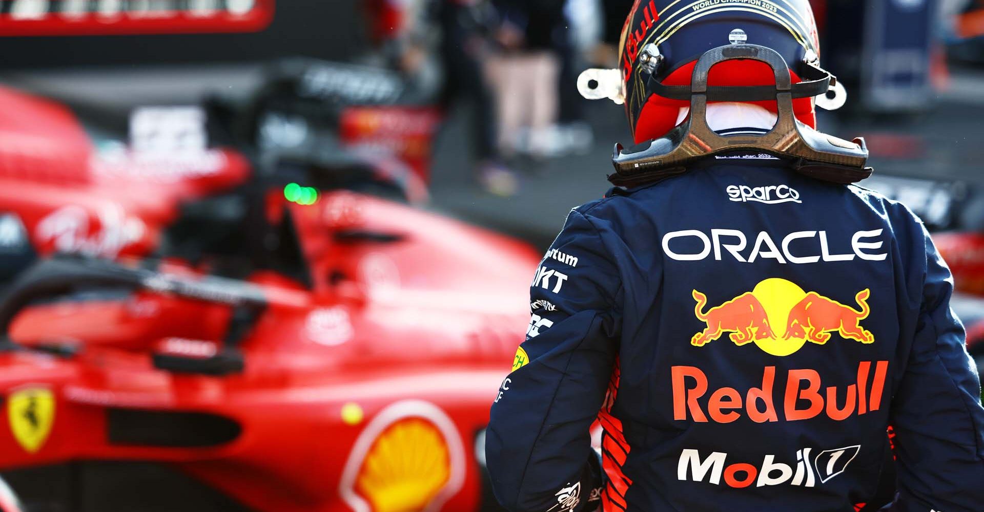 MEXICO CITY, MEXICO - OCTOBER 28: Third placed qualifier Max Verstappen of the Netherlands and Oracle Red Bull Racing looks on in parc ferme during qualifying ahead of the F1 Grand Prix of Mexico at Autodromo Hermanos Rodriguez on October 28, 2023 in Mexico City, Mexico. (Photo by Mark Thompson/Getty Images) // Getty Images / Red Bull Content Pool // SI202310290009 // Usage for editorial use only //