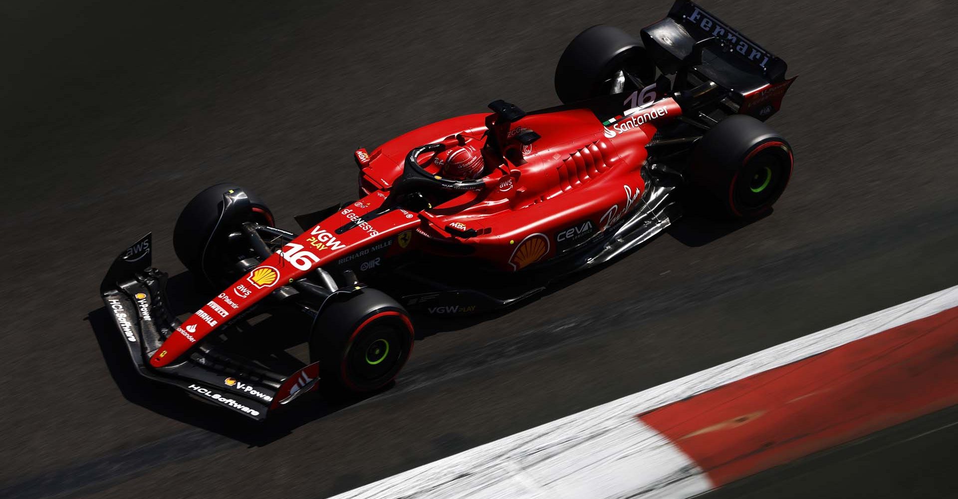 AUTODROMO HERMANOS RODRIGUEZ, MEXICO - OCTOBER 28: Charles Leclerc, Ferrari SF-23 during the Mexico City GP at Autodromo Hermanos Rodriguez on Saturday October 28, 2023 in Mexico City, Mexico. (Photo by Zak Mauger / LAT Images)