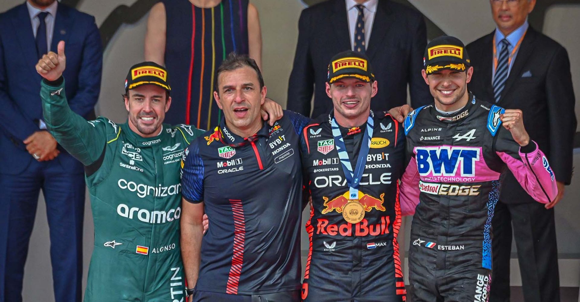 Fernando Alonso, Max Verstappen, Esteban Ocon