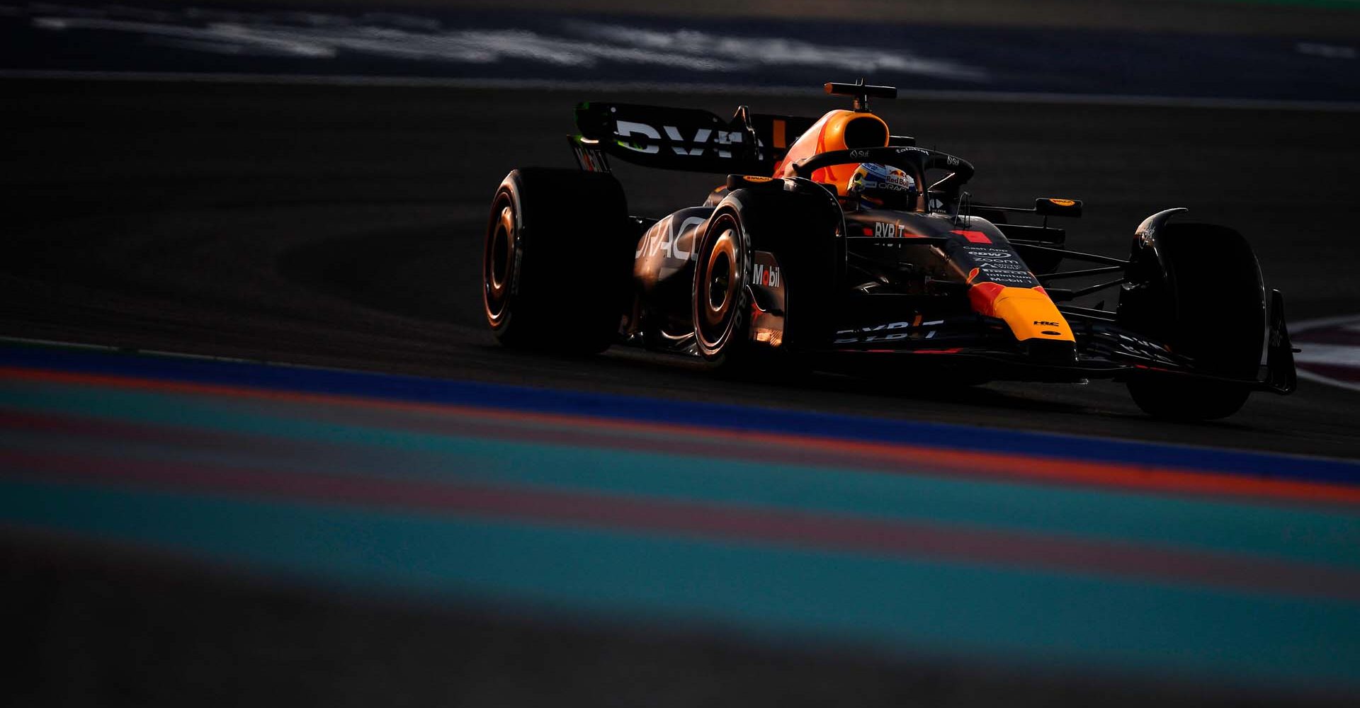 LUSAIL CITY, QATAR - OCTOBER 06: Max Verstappen of the Netherlands driving the (1) Oracle Red Bull Racing RB19 on track during practice ahead of the F1 Grand Prix of Qatar at Lusail International Circuit on October 06, 2023 in Lusail City, Qatar. (Photo by Rudy Carezzevoli/Getty Images) // Getty Images / Red Bull Content Pool // SI202310061413 // Usage for editorial use only //