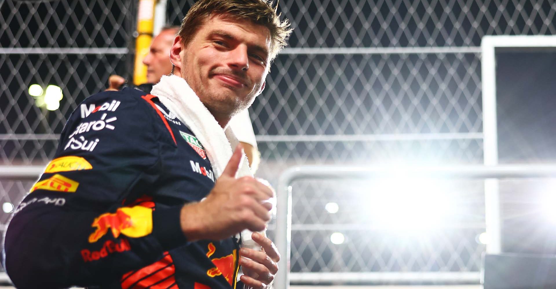 LUSAIL CITY, QATAR - OCTOBER 06: Pole position qualifier Max Verstappen of the Netherlands and Oracle Red Bull Racing celebrates in parc ferme during qualifying ahead of the F1 Grand Prix of Qatar at Lusail International Circuit on October 06, 2023 in Lusail City, Qatar. (Photo by Mark Thompson/Getty Images) // Getty Images / Red Bull Content Pool // SI202310061587 // Usage for editorial use only //