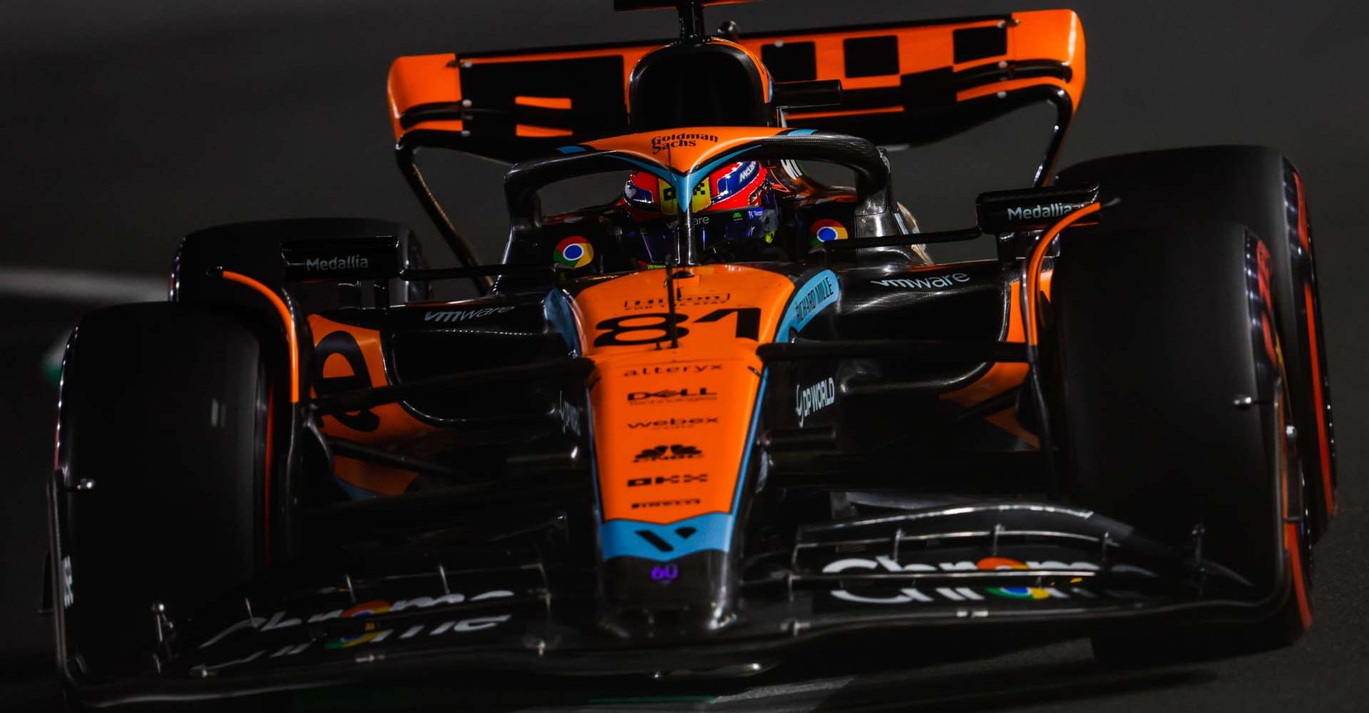 JEDDAH STREET CIRCUIT, SAUDI ARABIA - MARCH 17: Oscar Piastri, McLaren MCL60 during the Saudi Arabian GP at Jeddah Street Circuit on Friday March 17, 2023 in Jeddah, Saudi Arabia. (Photo by Zak Mauger / LAT Images)