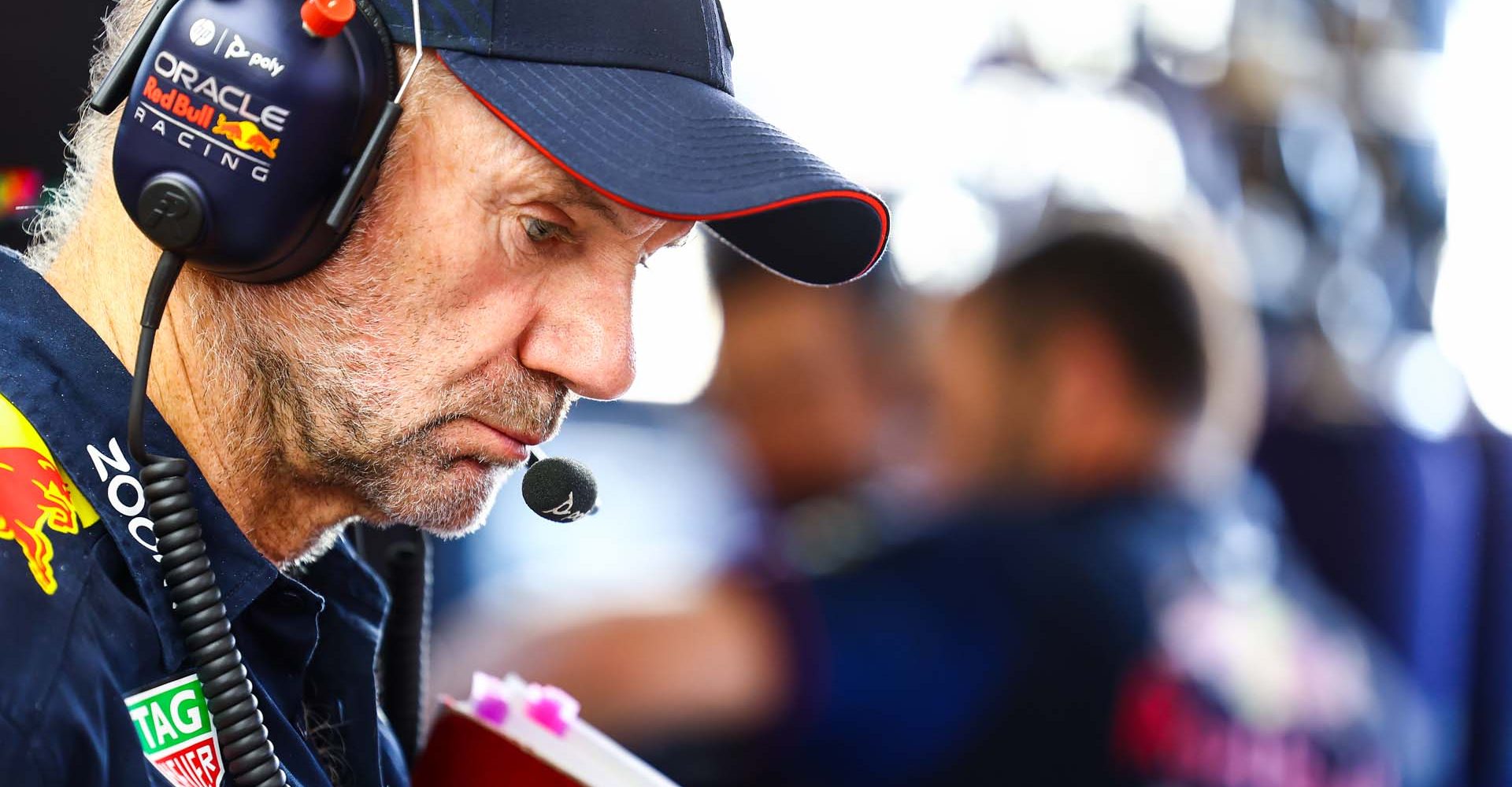 JEDDAH, SAUDI ARABIA - MARCH 17: Adrian Newey, the Chief Technical Officer of Red Bull Racing looks on in the garage during practice ahead of the F1 Grand Prix of Saudi Arabia at Jeddah Corniche Circuit on March 17, 2023 in Jeddah, Saudi Arabia. (Photo by Mark Thompson/Getty Images)