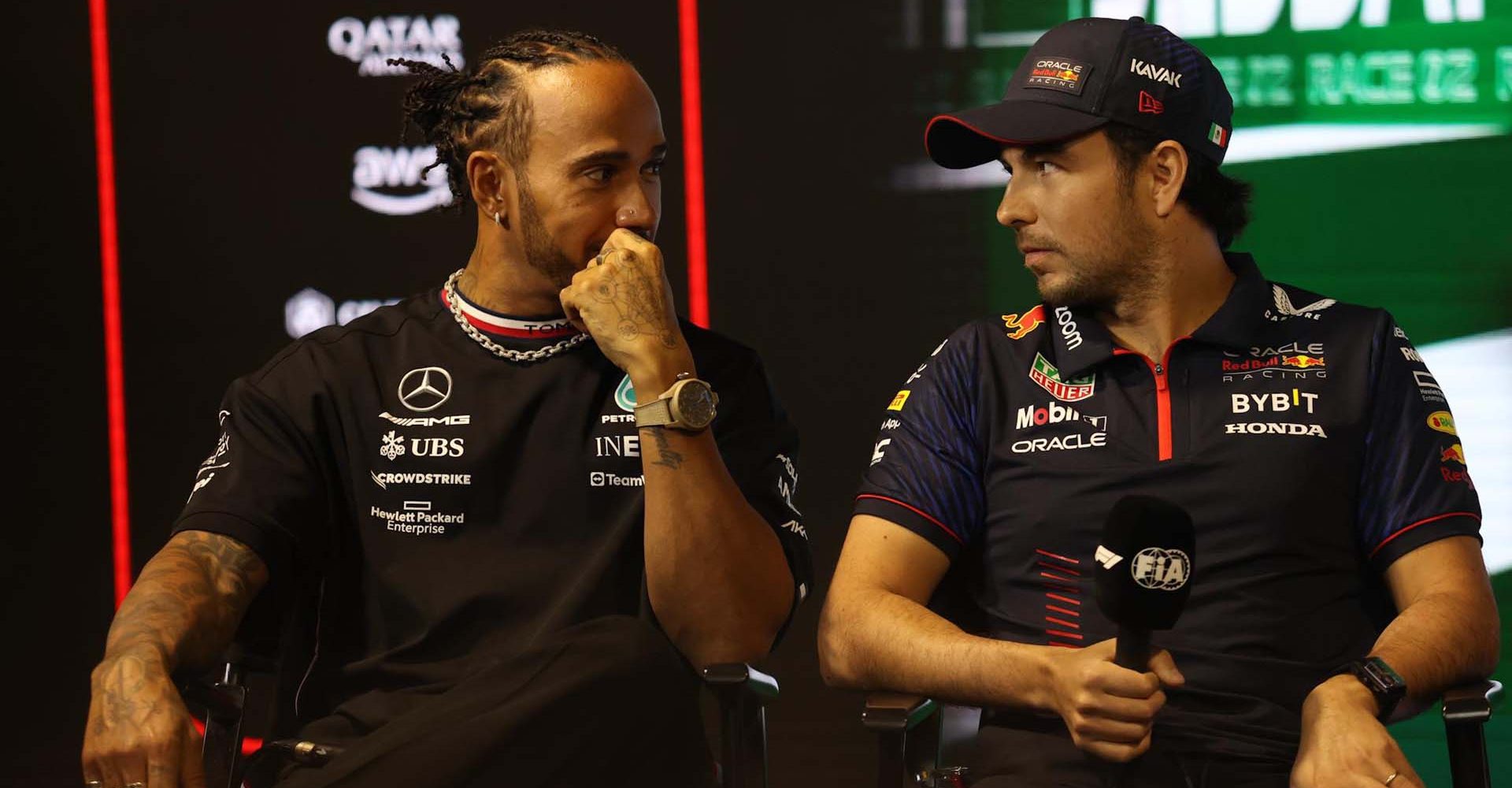 Lewis Hamilton (Mercedes), Sergio Perez (Red Bull)