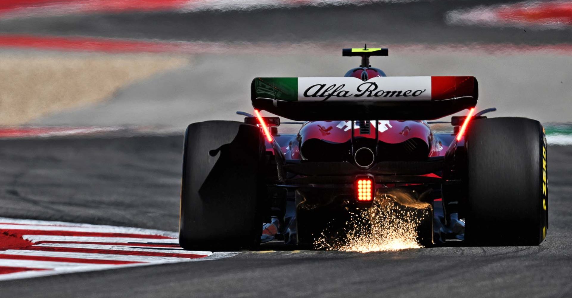 Zhou Guanyu (CHN) Alfa Romeo F1 Team C43 sends sparks flying.
Formula 1 World Championship, Rd 19, United States Grand Prix, Friday 20th October 2023. Circuit of the Americas, Austin, Texas, USA.