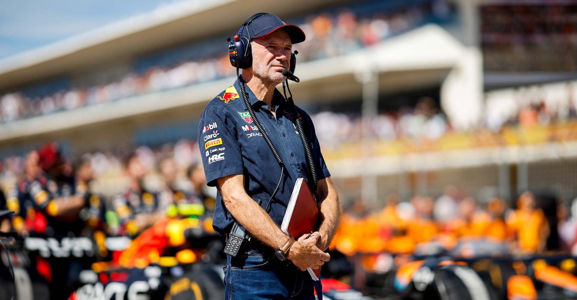 AUSTIN, TEXAS - OCTOBER 22: Adrian Newey, the Chief Technical Officer of Red Bull Racing looks on on the grid prior to the F1 Grand Prix of United States at Circuit of The Americas on October 22, 2023 in Austin, Texas. (Photo by Chris Graythen/Getty Images) // Getty Images / Red Bull Content Pool // SI202310220708 // Usage for editorial use only //