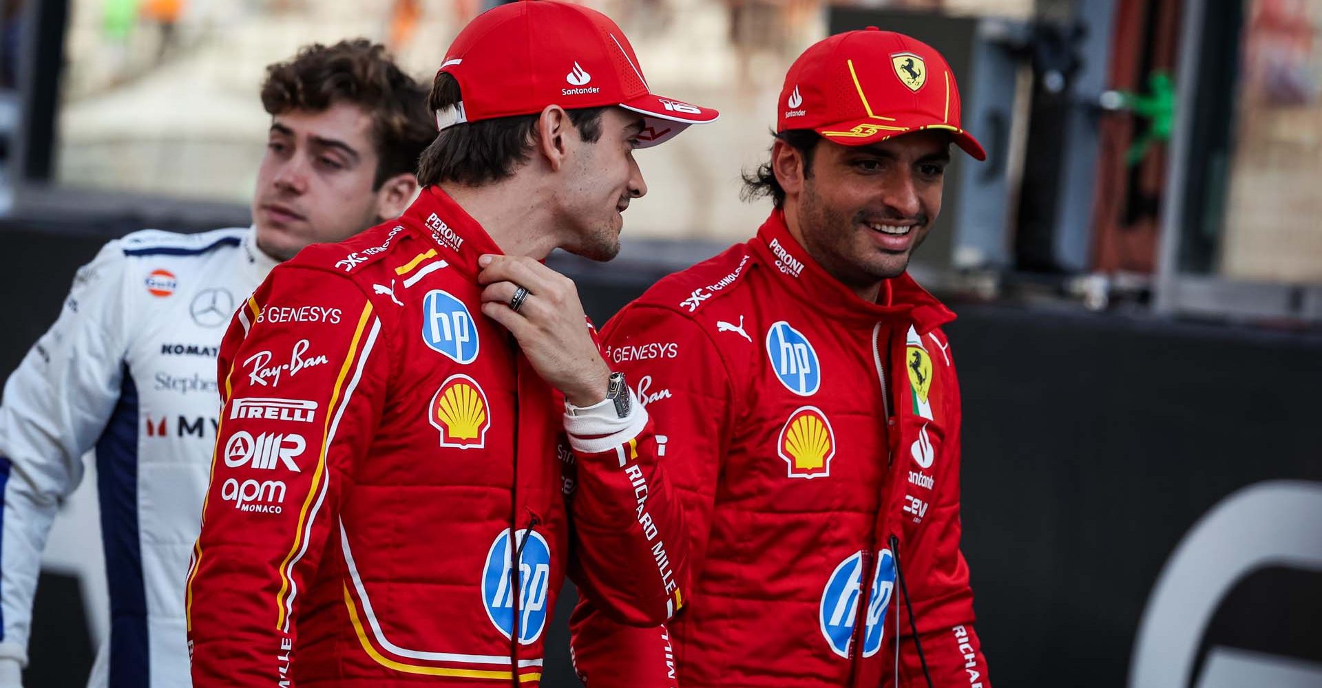 LECLERC Arthur (mco), Scuderia Ferrari SF-24, SAINZ Carlos (spa), Scuderia Ferrari SF-24, portrait during the Formula 1 Etihad Airways Abu Dhabi Grand Prix 2024, 24th round of the 2024 Formula One World Championship from December 6 to 8, 2024 on the Yas Marina Circuit, in Abu Dhabi, United Arab Emirates - Photo Florent Gooden / DPPI