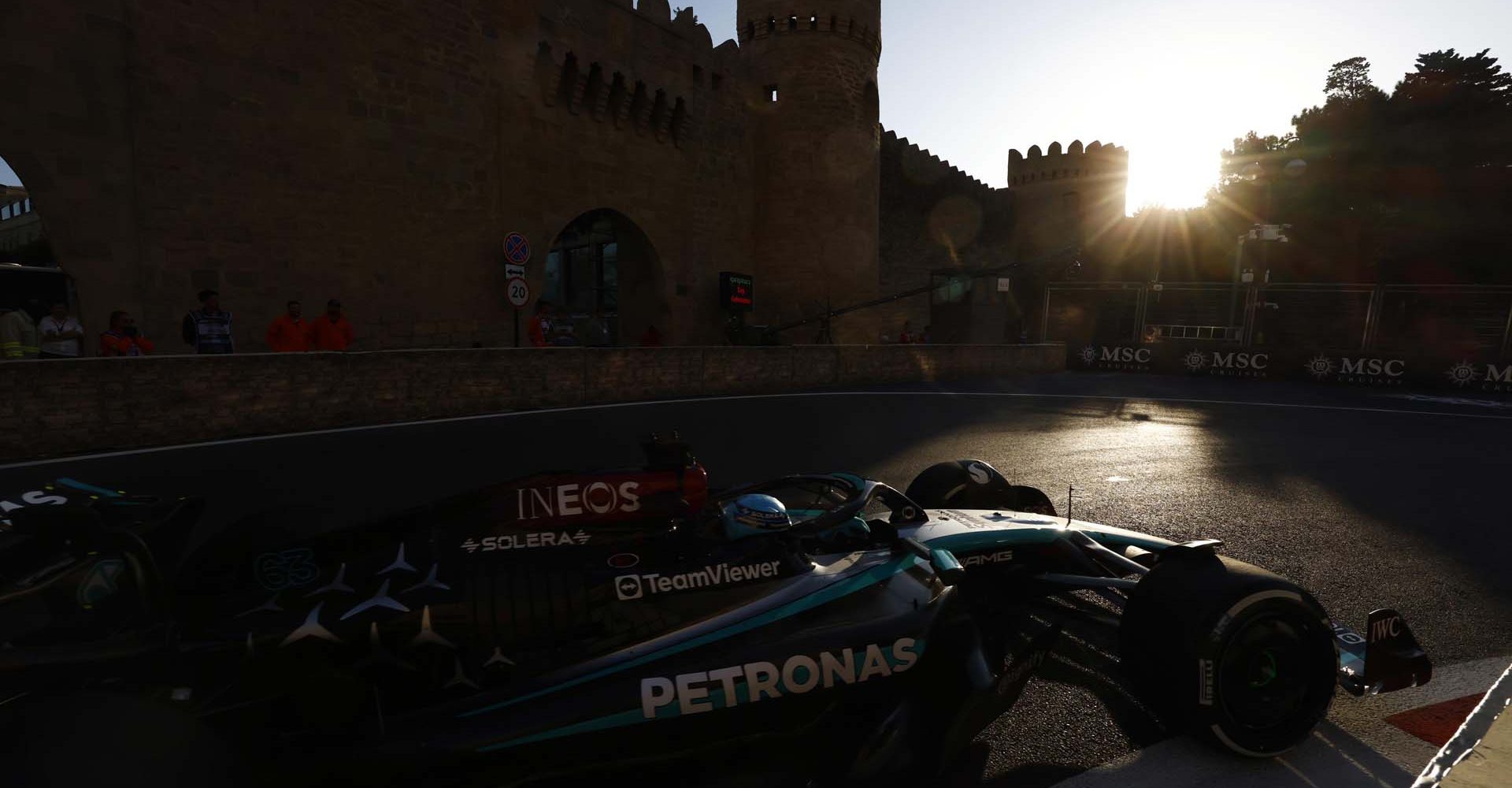 George Russell, Mercedes F1 W15 during the Azerbaijan GP at Baku City Circuit