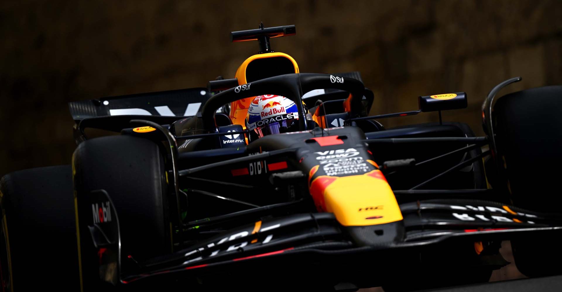 BAKU, AZERBAIJAN - SEPTEMBER 13: Max Verstappen of the Netherlands driving the (1) Oracle Red Bull Racing RB20 on track during practice ahead of the F1 Grand Prix of Azerbaijan at Baku City Circuit on September 13, 2024 in Baku, Azerbaijan. (Photo by Clive Mason/Getty Images)