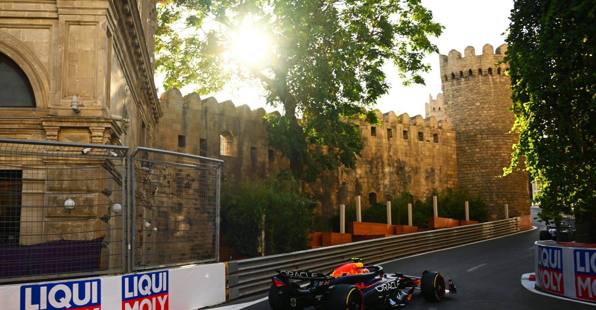 BAKU, AZERBAIJAN - SEPTEMBER 13: Sergio Perez of Mexico driving the (11) Oracle Red Bull Racing RB20 on track during practice ahead of the F1 Grand Prix of Azerbaijan at Baku City Circuit on September 13, 2024 in Baku, Azerbaijan. (Photo by Clive Mason/Getty Images) // Getty Images / Red Bull Content Pool // SI202409130589 // Usage for editorial use only //