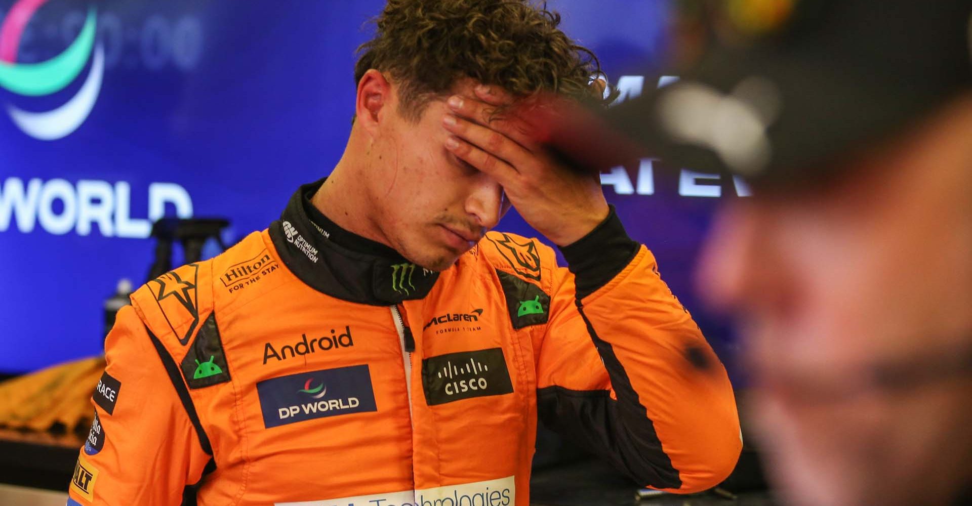 Lando Norris, McLaren F1 Team, in the garage