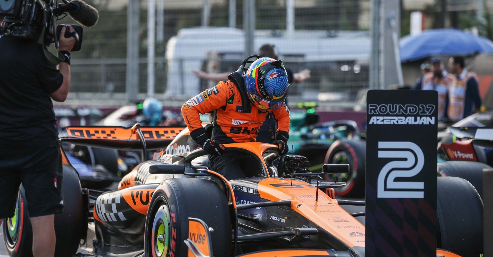 Oscar Piastri, McLaren F1 Team, in Parc Ferme after Qualifying