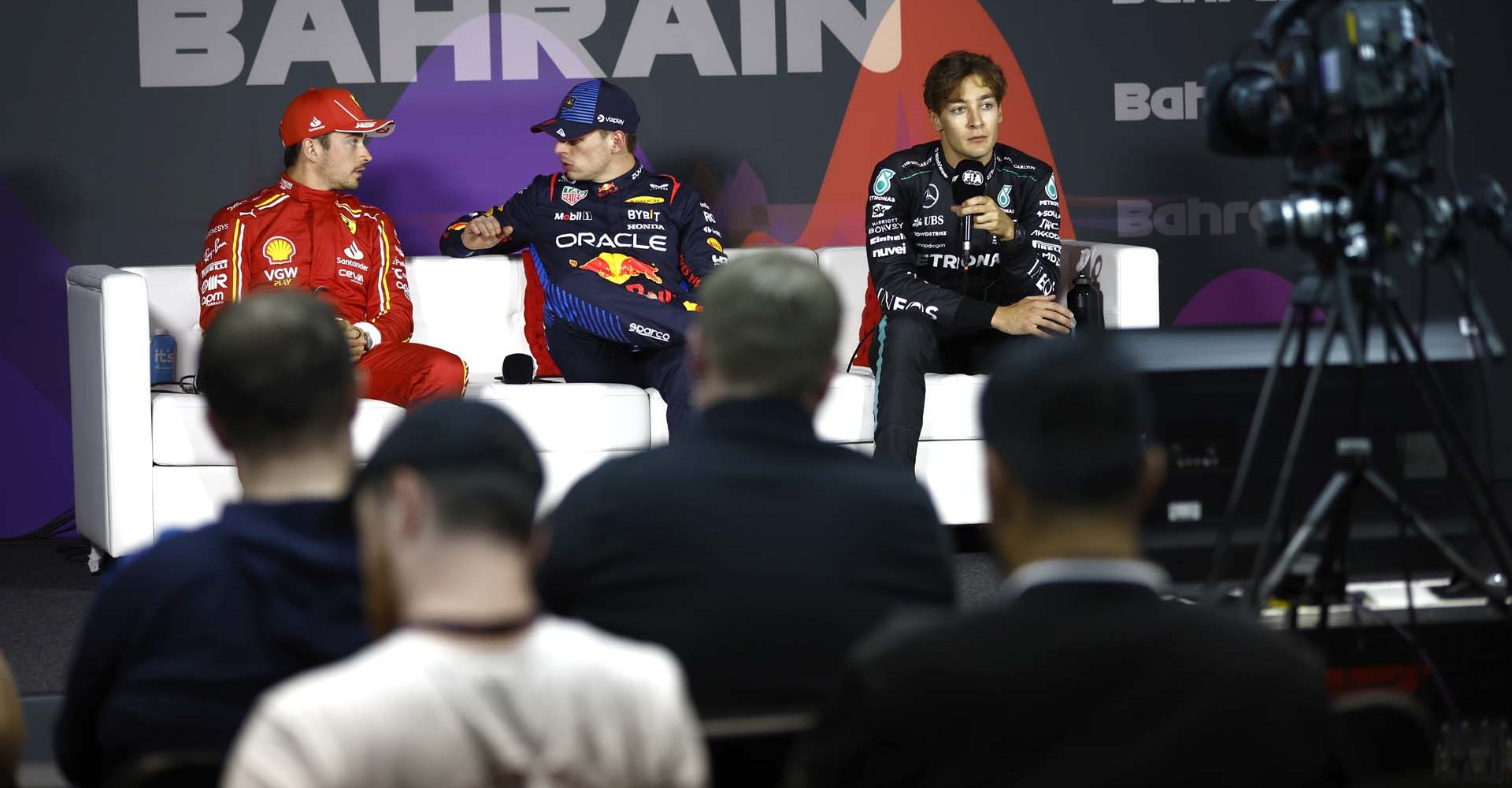 2024 Bahrain Grand Prix, Friday - LAT Images Charles Leclerc, Max Verstappen, George Russell