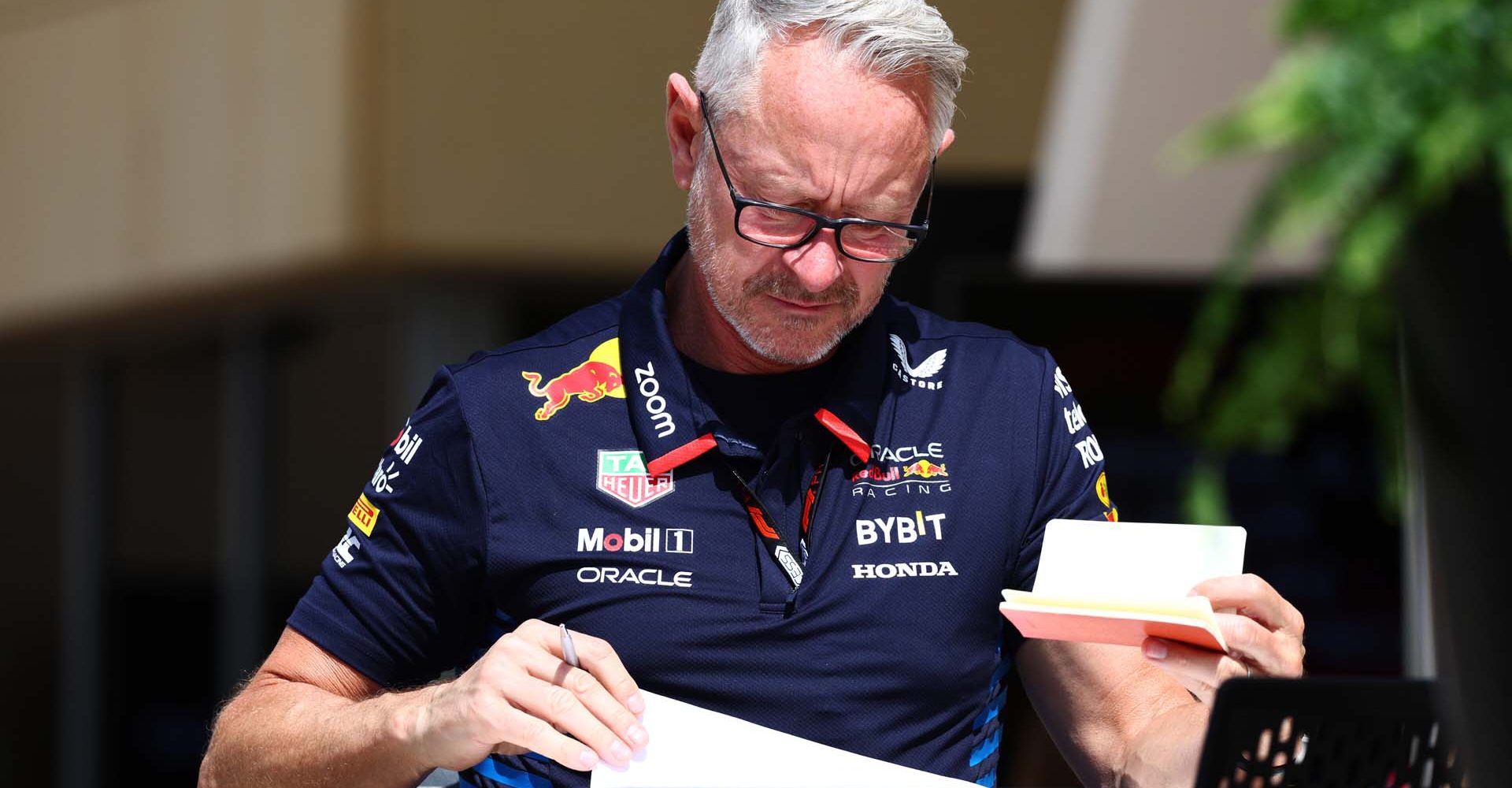 BAHRAIN, BAHRAIN - FEBRUARY 28: Oracle Red Bull Racing Sporting Director Jonathan Wheatley looks on in the Paddock during previews ahead of the F1 Grand Prix of Bahrain at Bahrain International Circuit on February 28, 2024 in Bahrain, Bahrain. (Photo by Clive Rose/Getty Images) // Getty Images / Red Bull Content Pool // SI202402280291 // Usage for editorial use only //