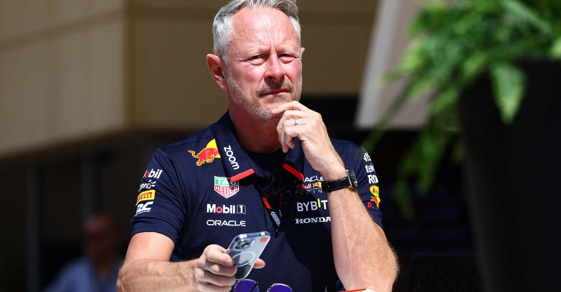 BAHRAIN, BAHRAIN - FEBRUARY 28: Oracle Red Bull Racing Sporting Director Jonathan Wheatley looks on in the Paddock during previews ahead of the F1 Grand Prix of Bahrain at Bahrain International Circuit on February 28, 2024 in Bahrain, Bahrain. (Photo by Clive Rose/Getty Images) // Getty Images / Red Bull Content Pool // SI202402280296 // Usage for editorial use only //