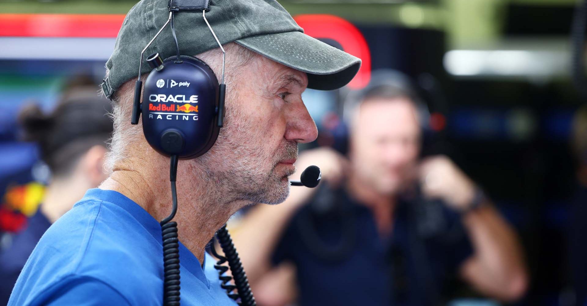 BAHRAIN, BAHRAIN - FEBRUARY 21: Adrian Newey, the Chief Technical Officer of Red Bull Racing looks on in the garage during day one of F1 Testing at Bahrain International Circuit on February 21, 2024 in Bahrain, Bahrain. (Photo by Mark Thompson/Getty Images) // Getty Images / Red Bull Content Pool // SI202402210886 // Usage for editorial use only //