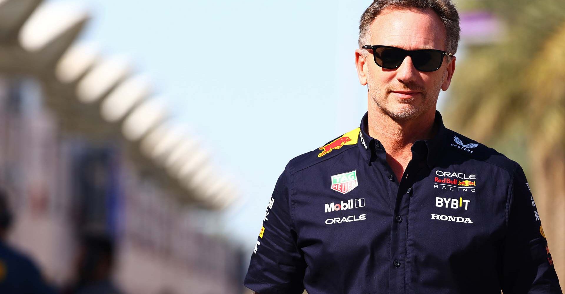 BAHRAIN, BAHRAIN - FEBRUARY 22: Oracle Red Bull Racing Team Principal Christian Horner walks in the Paddock during day two of F1 Testing at Bahrain International Circuit on February 22, 2024 in Bahrain, Bahrain. (Photo by Mark Thompson/Getty Images) // Getty Images / Red Bull Content Pool // SI202402220312 // Usage for editorial use only //