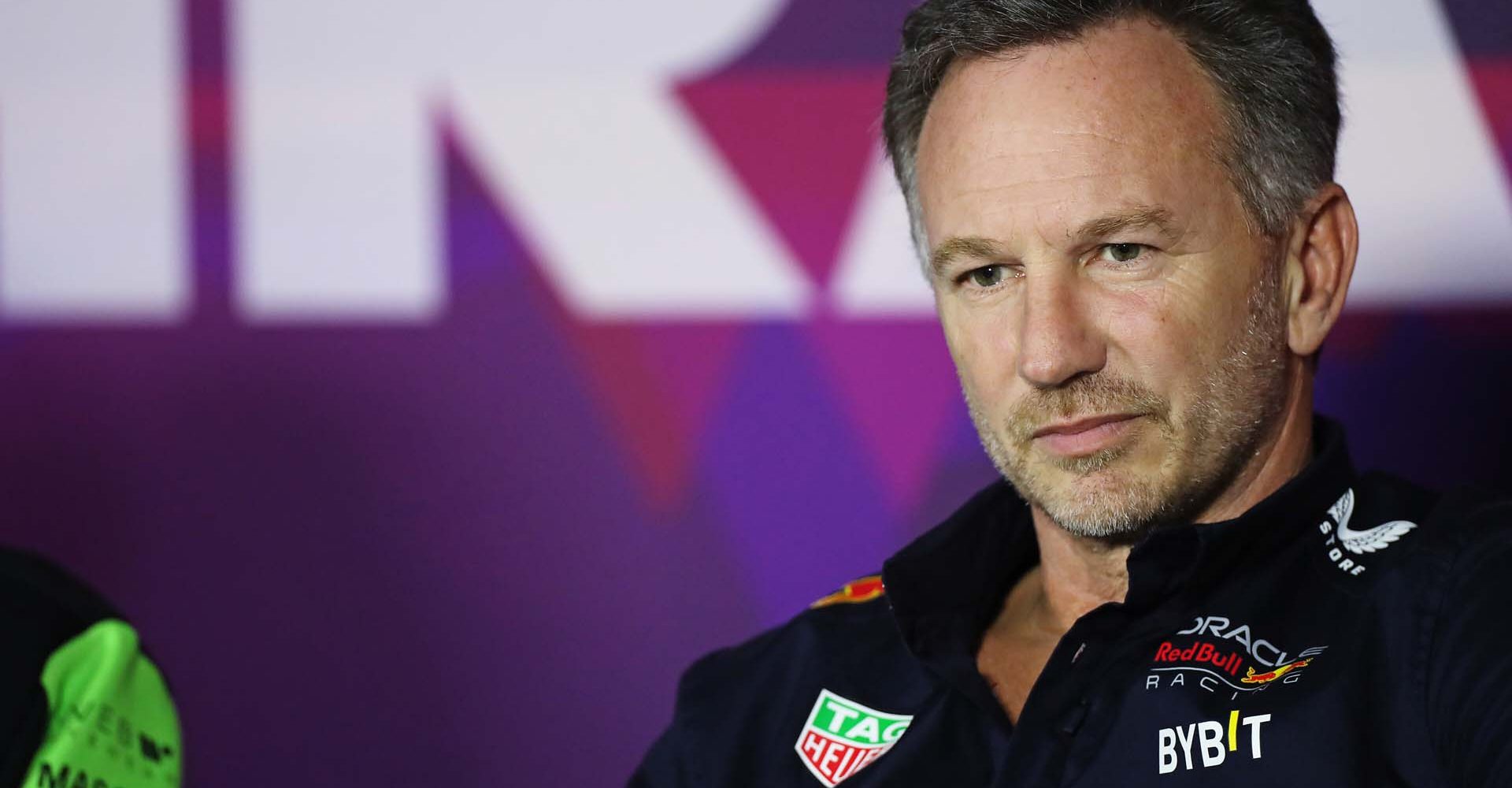 BAHRAIN, BAHRAIN - FEBRUARY 22: Oracle Red Bull Racing Team Principal Christian Horner attends the Team Principals Press Conference during day two of F1 Testing at Bahrain International Circuit on February 22, 2024 in Bahrain, Bahrain. (Photo by Peter Fox/Getty Images) // Getty Images / Red Bull Content Pool // SI202402220349 // Usage for editorial use only //