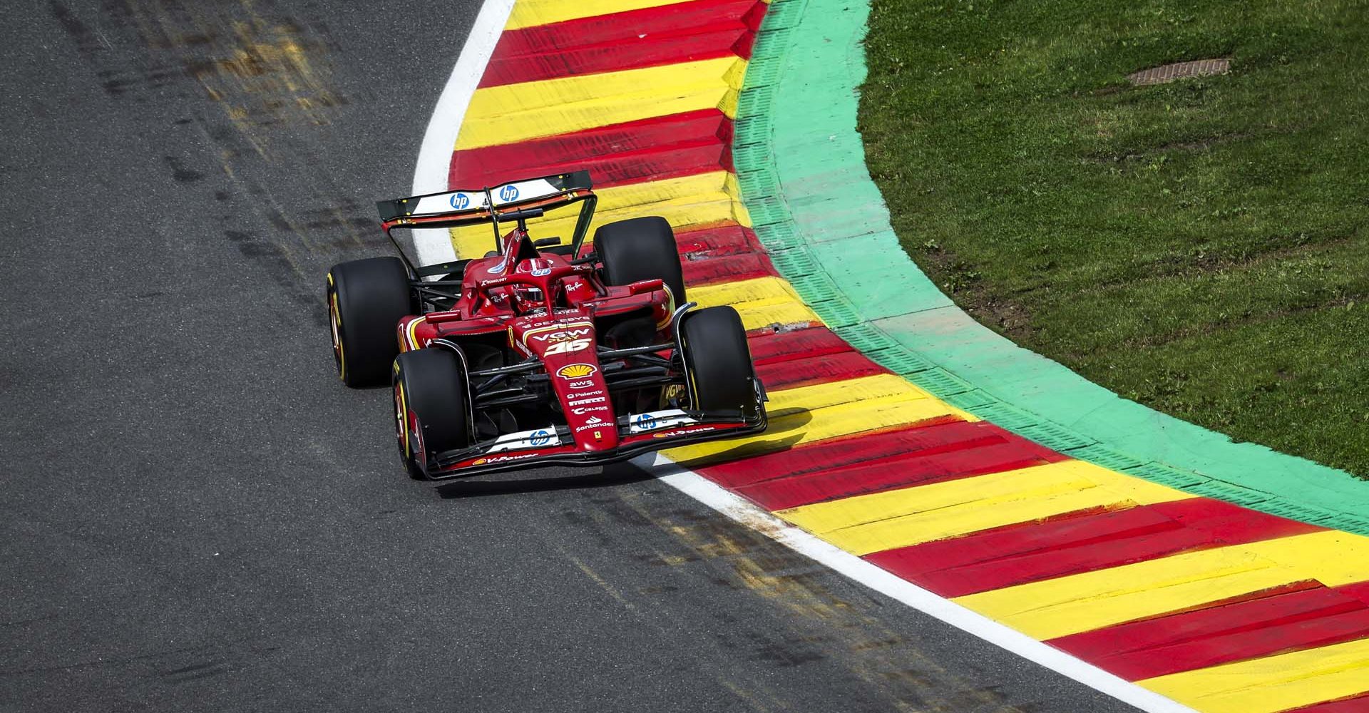 16 LECLERC Charles (mco), Scuderia Ferrari SF-24, action during the Formula 1 Rolex Belgian Grand Prix 2024, 14th round of the 2024 Formula One World Championship from July 26 to 28, 2024 on the Circuit de Spa-Francorchamps, in Stavelot, Belgium - Photo Antonin Vincent / DPPI