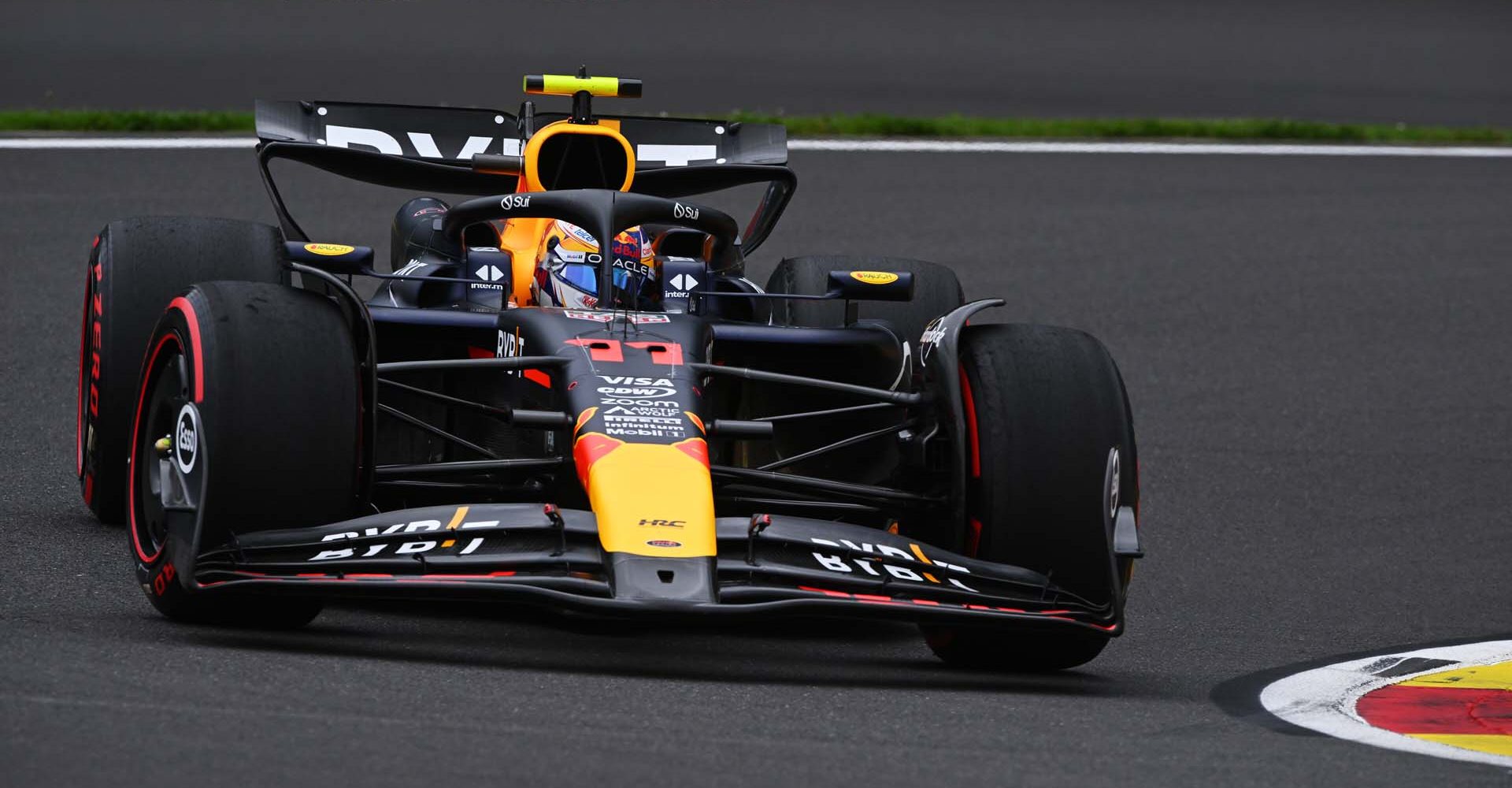 SPA, BELGIUM - JULY 26: Sergio Perez of Mexico driving the (11) Oracle Red Bull Racing RB20 on track during practice ahead of the F1 Grand Prix of Belgium at Circuit de Spa-Francorchamps on July 26, 2024 in Spa, Belgium. (Photo by Rudy Carezzevoli/Getty Images) // Getty Images / Red Bull Content Pool // SI202407261034 // Usage for editorial use only //