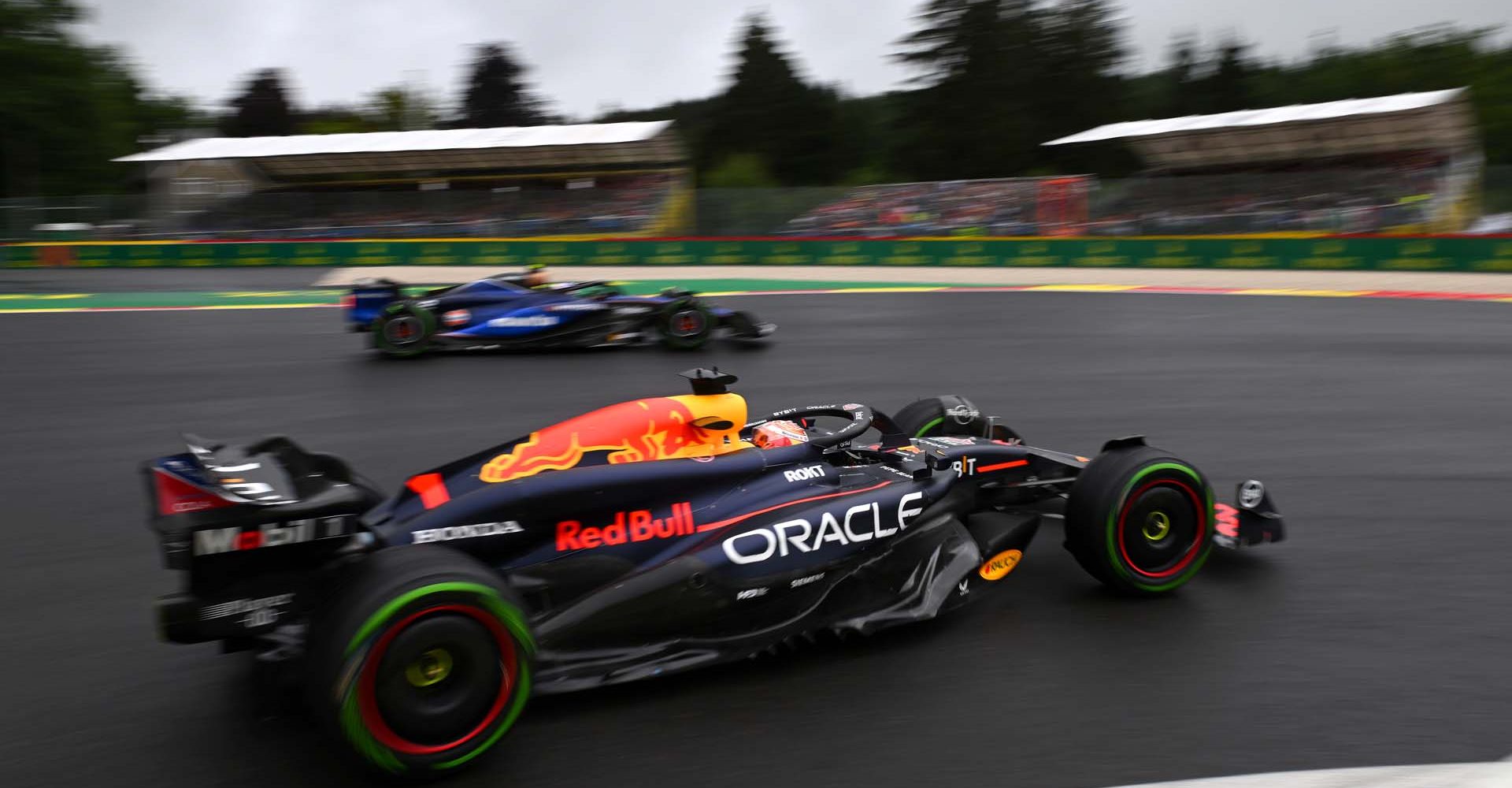 SPA, BELGIUM - JULY 27: Max Verstappen of the Netherlands driving the (1) Oracle Red Bull Racing RB20 on track during qualifying ahead of the F1 Grand Prix of Belgium at Circuit de Spa-Francorchamps on July 27, 2024 in Spa, Belgium. (Photo by Rudy Carezzevoli/Getty Images) // Getty Images / Red Bull Content Pool // SI202407270235 // Usage for editorial use only //