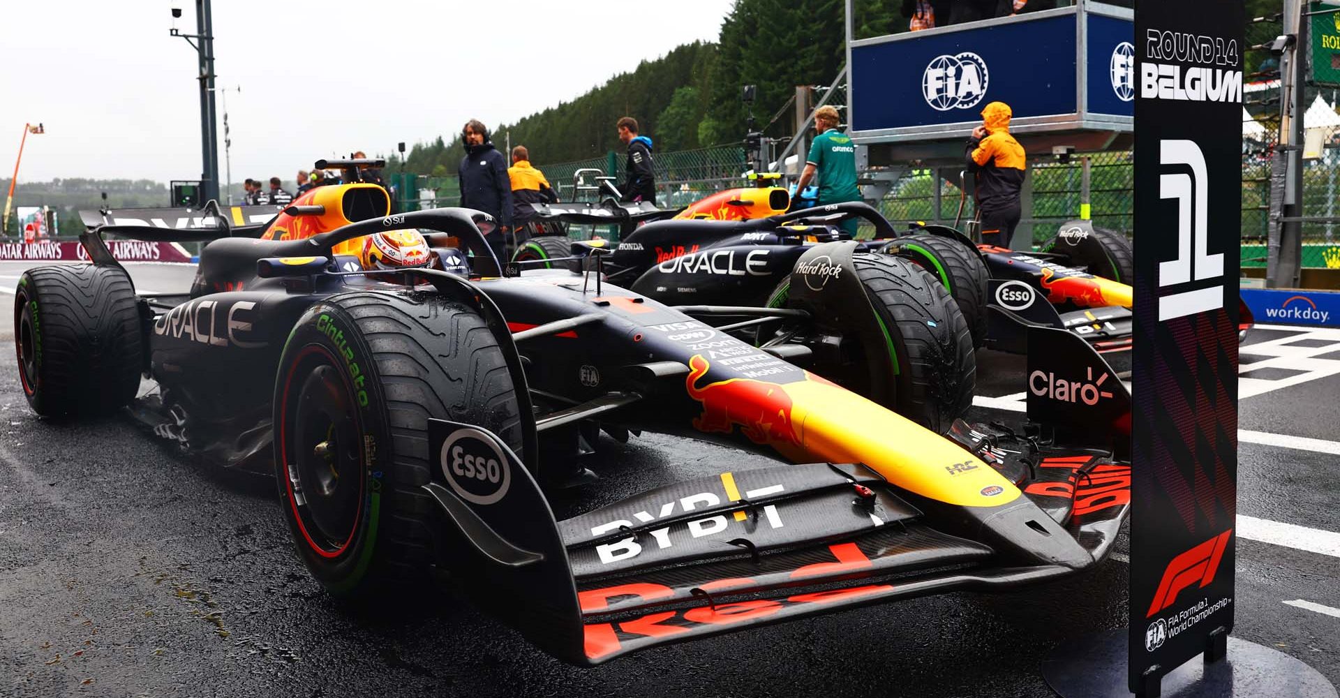 SPA, BELGIUM - JULY 27: Pole position qualifier Max Verstappen of the Netherlands and Oracle Red Bull Racing stops in parc ferme during qualifying ahead of the F1 Grand Prix of Belgium at Circuit de Spa-Francorchamps on July 27, 2024 in Spa, Belgium. (Photo by Mark Thompson/Getty Images) // Getty Images / Red Bull Content Pool // SI202407270280 // Usage for editorial use only //