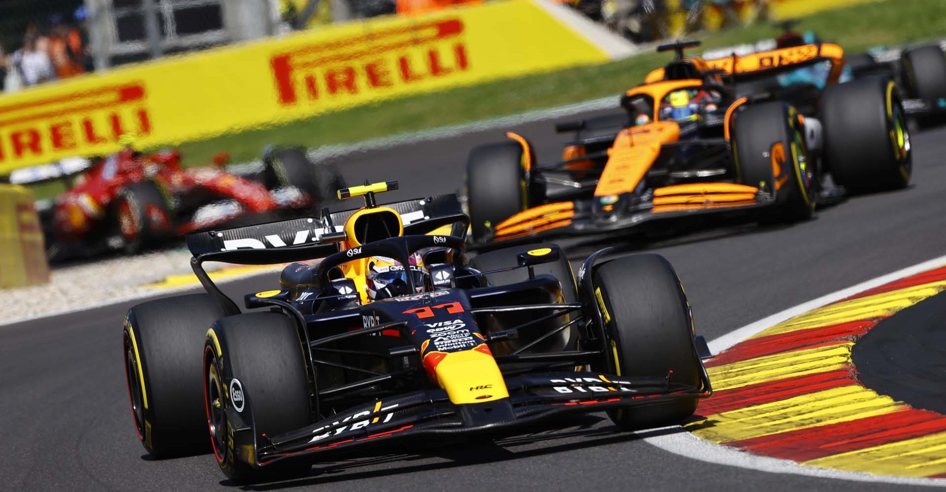 CIRCUIT DE SPA FRANCORCHAMPS, BELGIUM - JULY 28: Sergio Perez, Red Bull Racing RB20 during the Belgian GP at Circuit de Spa Francorchamps on Sunday July 28, 2024 in Spa, Belgium. (Photo by Andy Hone / LAT Images)