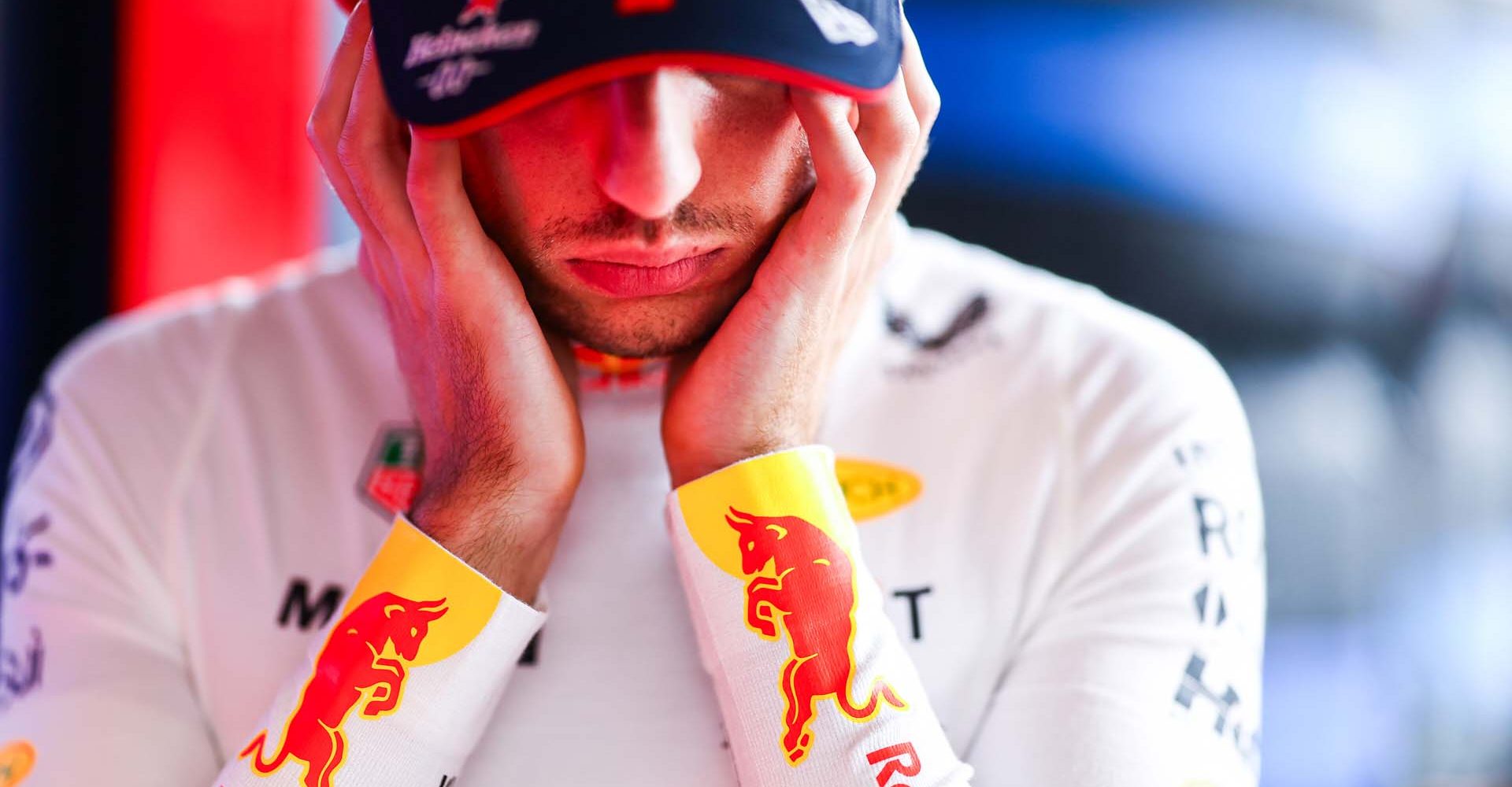 SAO PAULO, BRAZIL - NOVEMBER 01: Max Verstappen of the Netherlands and Oracle Red Bull Racing looks on in the garage prior to Sprint Qualifying ahead of the F1 Grand Prix of Brazil at Autodromo Jose Carlos Pace on November 01, 2024 in Sao Paulo, Brazil. (Photo by Mark Thompson/Getty Images) // Getty Images / Red Bull Content Pool // SI202411010473 // Usage for editorial use only //