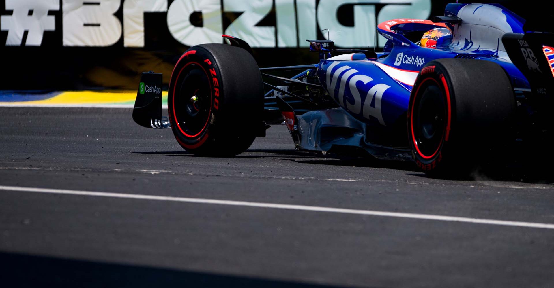 SAO PAULO, BRAZIL - NOVEMBER 01: Yuki Tsunoda of Japan driving the (22) Visa Cash App RB VCARB 01 on track during practice ahead of the F1 Grand Prix of Brazil at Autodromo Jose Carlos Pace on November 01, 2024 in Sao Paulo, Brazil. (Photo by Rudy Carezzevoli/Getty Images) // Getty Images / Red Bull Content Pool // SI202411010445 // Usage for editorial use only //