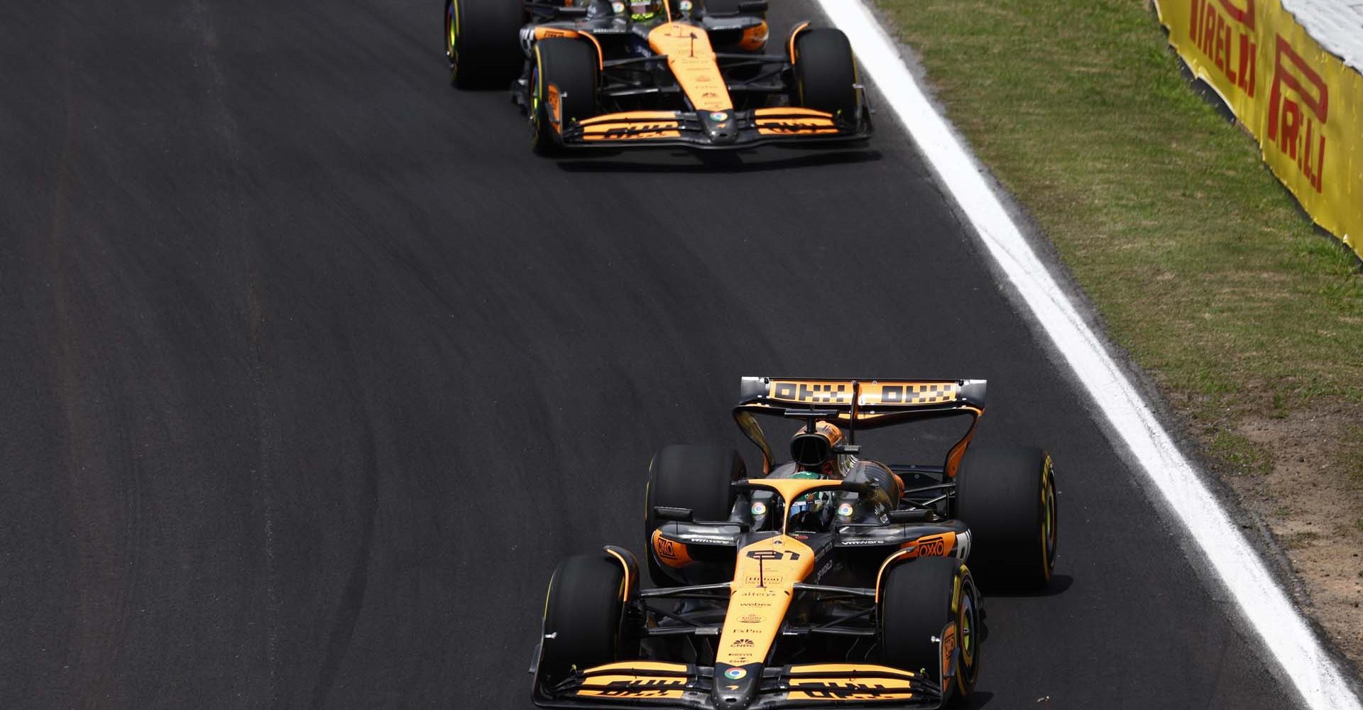 Oscar Piastri, McLaren MCL38, Lando Norris, McLaren MCL38 during the Brazilian GP at Autódromo José Carlos Pace