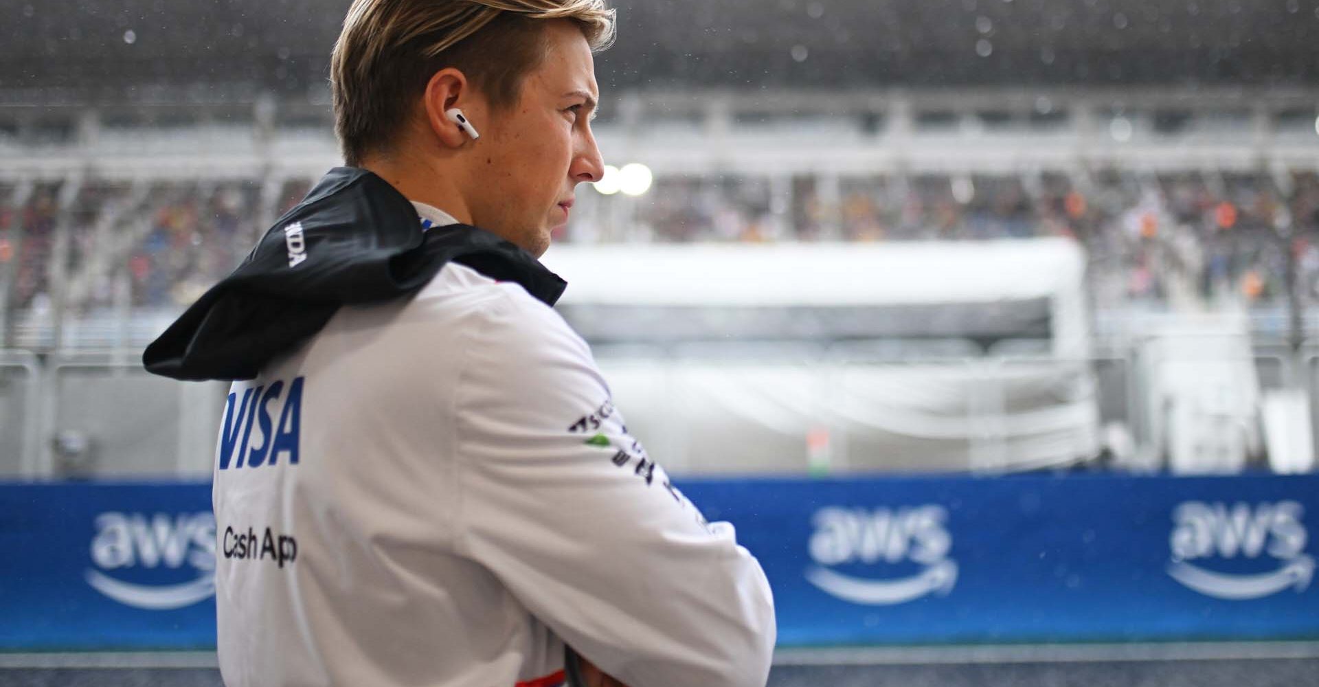 SAO PAULO, BRAZIL - NOVEMBER 02: Liam Lawson of New Zealand and Visa Cash App RB looks on from the garage as it rains in the Pitlane prior to qualifying ahead of the F1 Grand Prix of Brazil at Autodromo Jose Carlos Pace on November 02, 2024 in Sao Paulo, Brazil. (Photo by Rudy Carezzevoli/Getty Images) // Getty Images / Red Bull Content Pool // SI202411020440 // Usage for editorial use only //