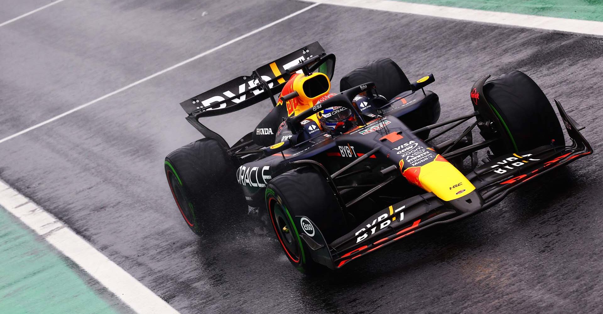 SAO PAULO, BRAZIL - NOVEMBER 03: Max Verstappen of the Netherlands driving the (1) Oracle Red Bull Racing RB20 in the Pitlane during qualifying ahead of the F1 Grand Prix of Brazil at Autodromo Jose Carlos Pace on November 03, 2024 in Sao Paulo, Brazil. (Photo by Mark Thompson/Getty Images) // Getty Images / Red Bull Content Pool // SI202411030263 // Usage for editorial use only //