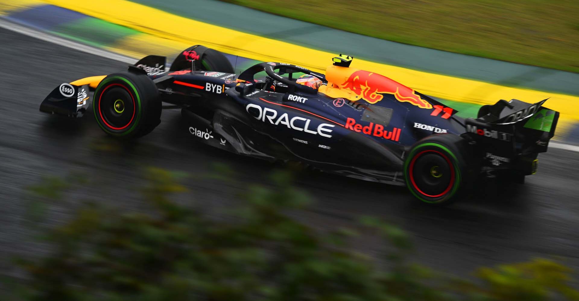 SAO PAULO, BRAZIL - NOVEMBER 03: Sergio Perez of Mexico driving the (11) Oracle Red Bull Racing RB20 on track during qualifying ahead of the F1 Grand Prix of Brazil at Autodromo Jose Carlos Pace on November 03, 2024 in Sao Paulo, Brazil. (Photo by Clive Mason/Getty Images) // Getty Images / Red Bull Content Pool // SI202411030274 // Usage for editorial use only //