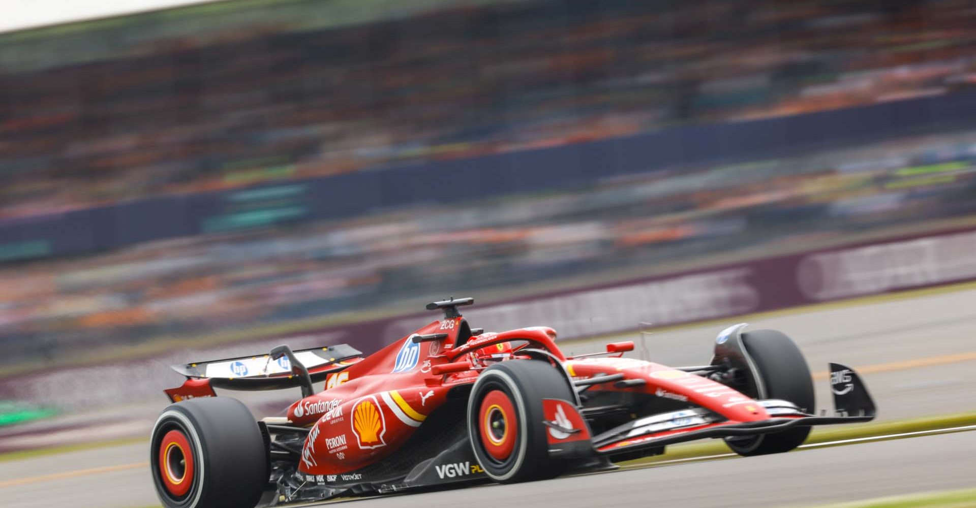 SILVERSTONE CIRCUIT, UNITED KINGDOM - JULY 05: Charles Leclerc, Ferrari SF-24 during the British GP at Silverstone Circuit on Friday July 05, 2024 in Northamptonshire, United Kingdom. (Photo by Glenn Dunbar / LAT Images)