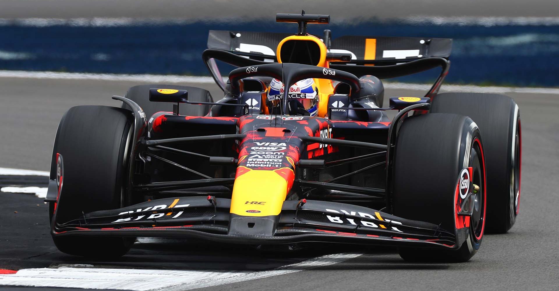 NORTHAMPTON, ENGLAND - JULY 05: Max Verstappen of the Netherlands driving the (1) Oracle Red Bull Racing RB20 on track during practice ahead of the F1 Grand Prix of Great Britain at Silverstone Circuit on July 05, 2024 in Northampton, England. (Photo by Getty Images/Getty Images) // Getty Images / Red Bull Content Pool // SI202407050347 // Usage for editorial use only //