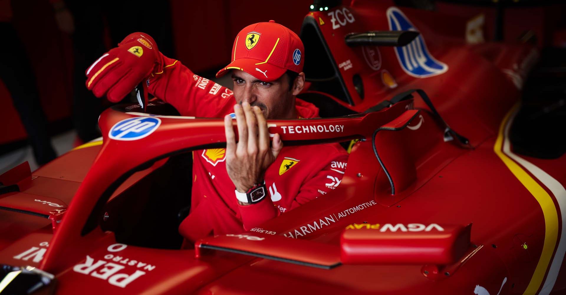 SAINZ Carlos (spa), Scuderia Ferrari SF-24, portrait during the Formula 1 Qatar Airways British Grand Prix 2024, 12th round of the 2024 Formula One World Championship from July 5 to 7, 2024 on the Silverstone Circuit, in Silverstone, United Kingdom - Photo Florent Gooden / DPPI