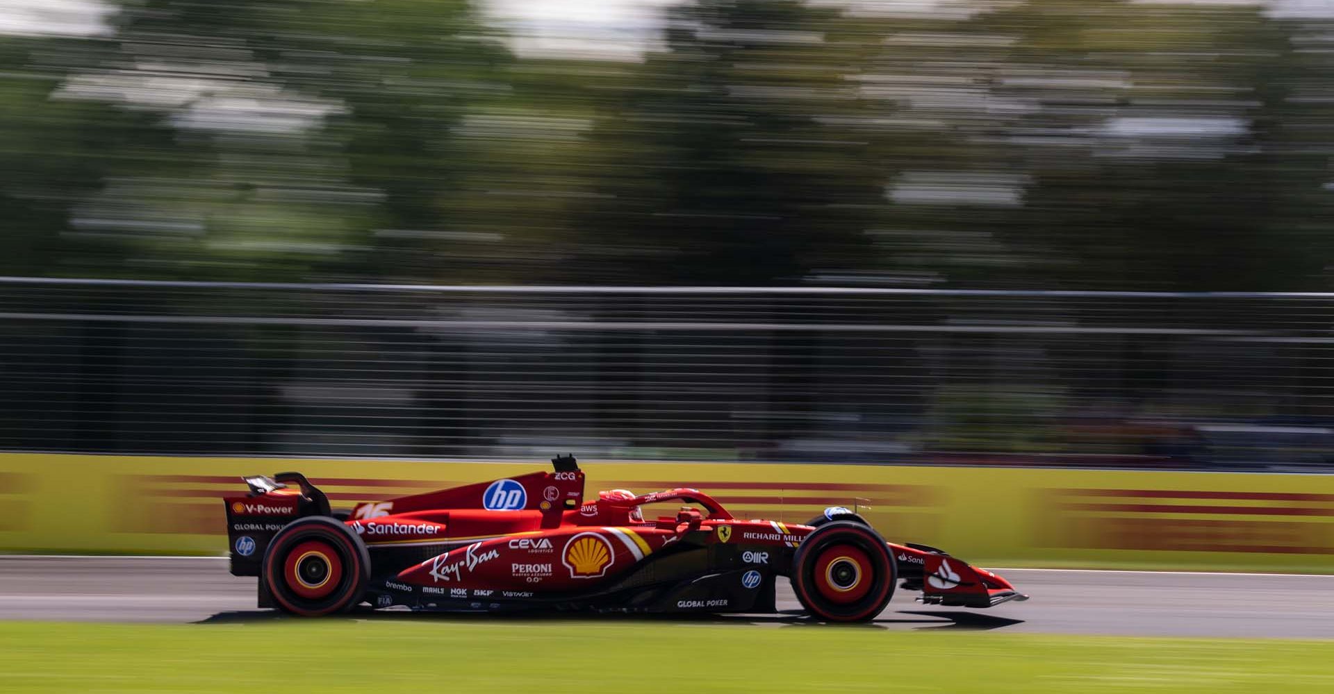 16 LECLERC Charles (mco), Scuderia Ferrari SF-24, action during the Formula 1 AWS Grand Prix du Canada 2024, 9th round of the 2024 Formula One World Championship from June 07 to 09, 2024 on the Circuit Gilles Villeneuve, in Montréal, Canada - Photo Xavi Bonilla / DPPI