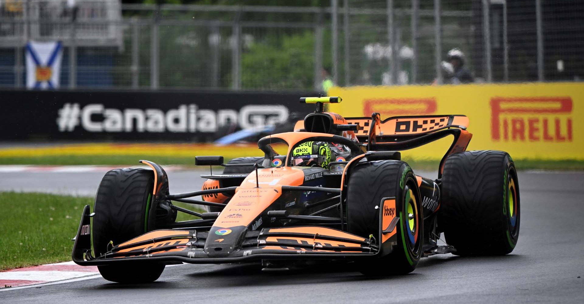 CIRCUIT GILLES-VILLENEUVE, CANADA - JUNE 07: Lando Norris, McLaren MCL38 during the Canadian GP at Circuit Gilles-Villeneuve on Friday June 07, 2024 in Montreal, Canada. (Photo by Mark Sutton / LAT Images)