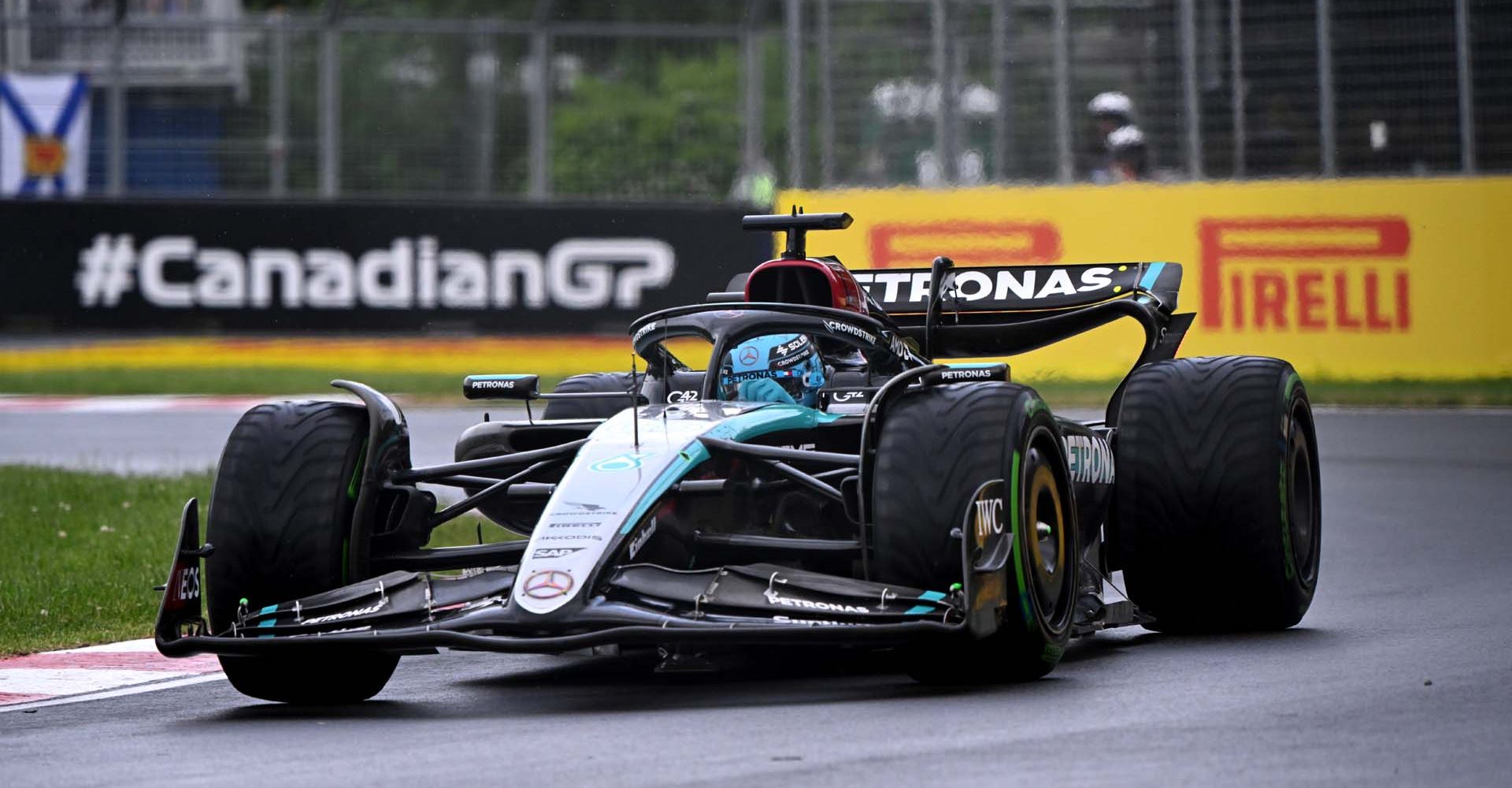 CIRCUIT GILLES-VILLENEUVE, CANADA - JUNE 07: George Russell, Mercedes F1 W15 during the Canadian GP at Circuit Gilles-Villeneuve on Friday June 07, 2024 in Montreal, Canada. (Photo by Mark Sutton / LAT Images)