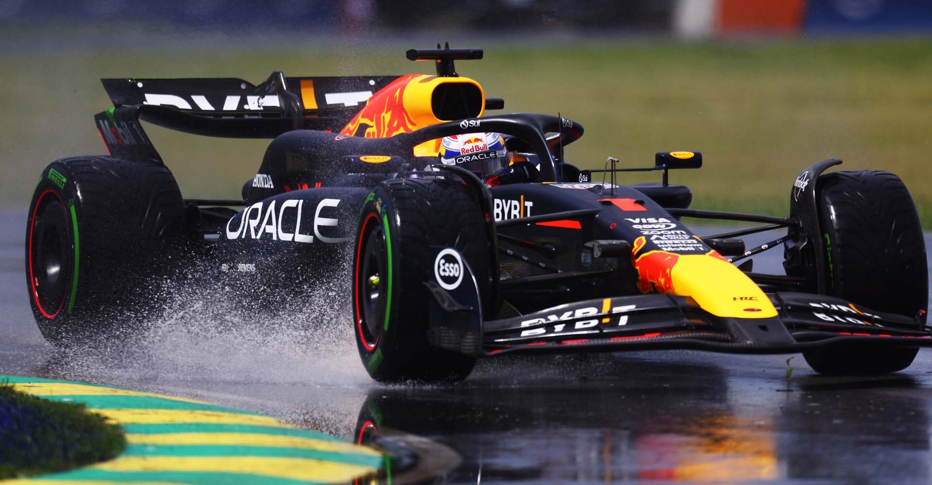 MONTREAL, QUEBEC - JUNE 07: Max Verstappen of the Netherlands driving the (1) Oracle Red Bull Racing RB20 on track during practice ahead of the F1 Grand Prix of Canada at Circuit Gilles Villeneuve on June 07, 2024 in Montreal, Quebec. (Photo by Clive Rose/Getty Images) // Getty Images / Red Bull Content Pool // SI202406070410 // Usage for editorial use only //