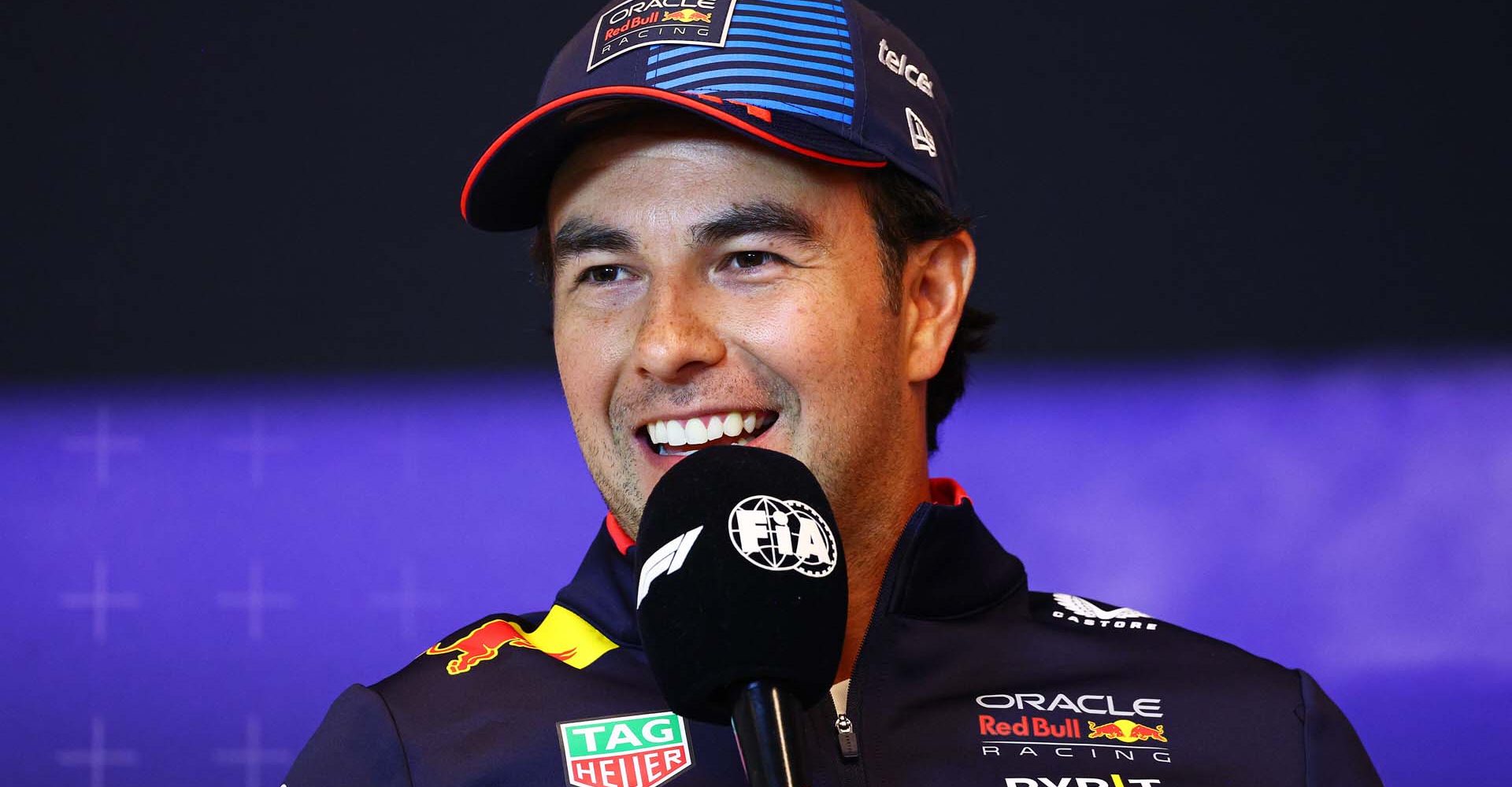 MONTREAL, QUEBEC - JUNE 06: Sergio Perez of Mexico and Oracle Red Bull Racing attends the press conference during previews ahead of the F1 Grand Prix of Canada at Circuit Gilles Villeneuve on June 06, 2024 in Montreal, Quebec. (Photo by Clive Rose/Getty Images) // Getty Images / Red Bull Content Pool // SI202406061525 // Usage for editorial use only //