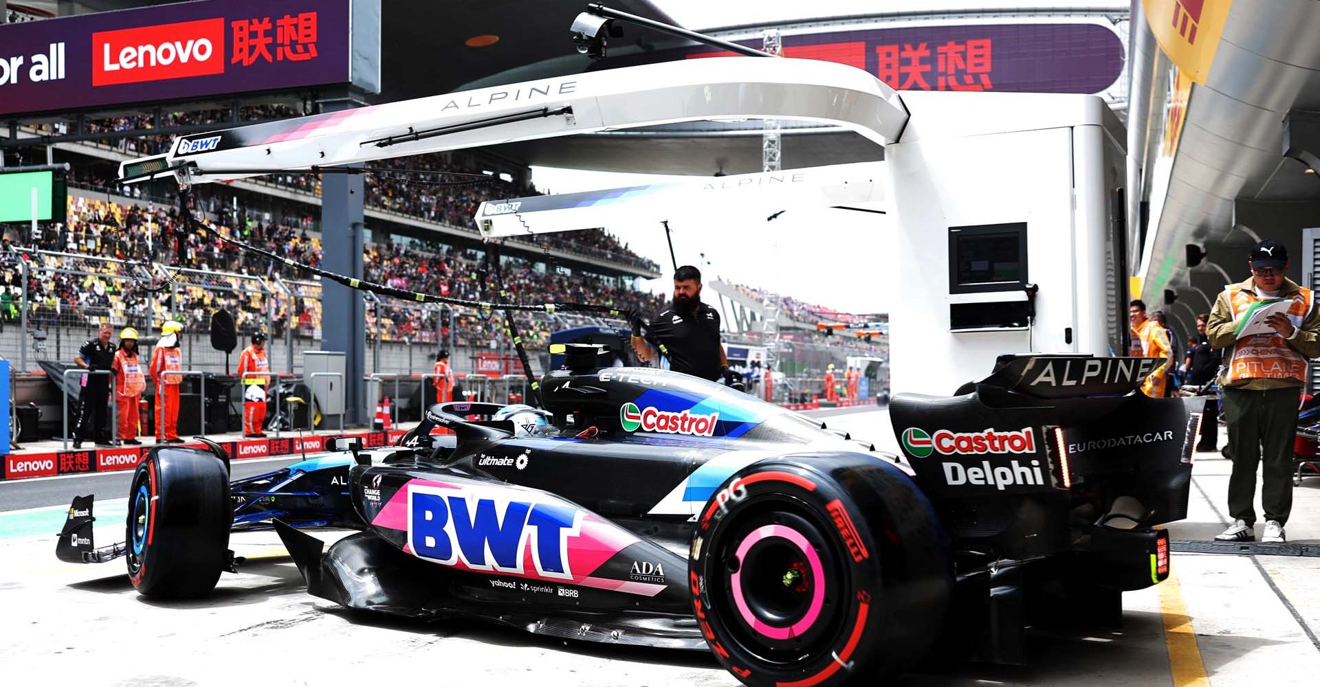 Pierre Gasly (FRA) Alpine F1 Team A524 leaves the pits.  Formula 1 World Championship, Rd 5, Chinese Grand Prix, Friday 19th April 2024. Shanghai, China.