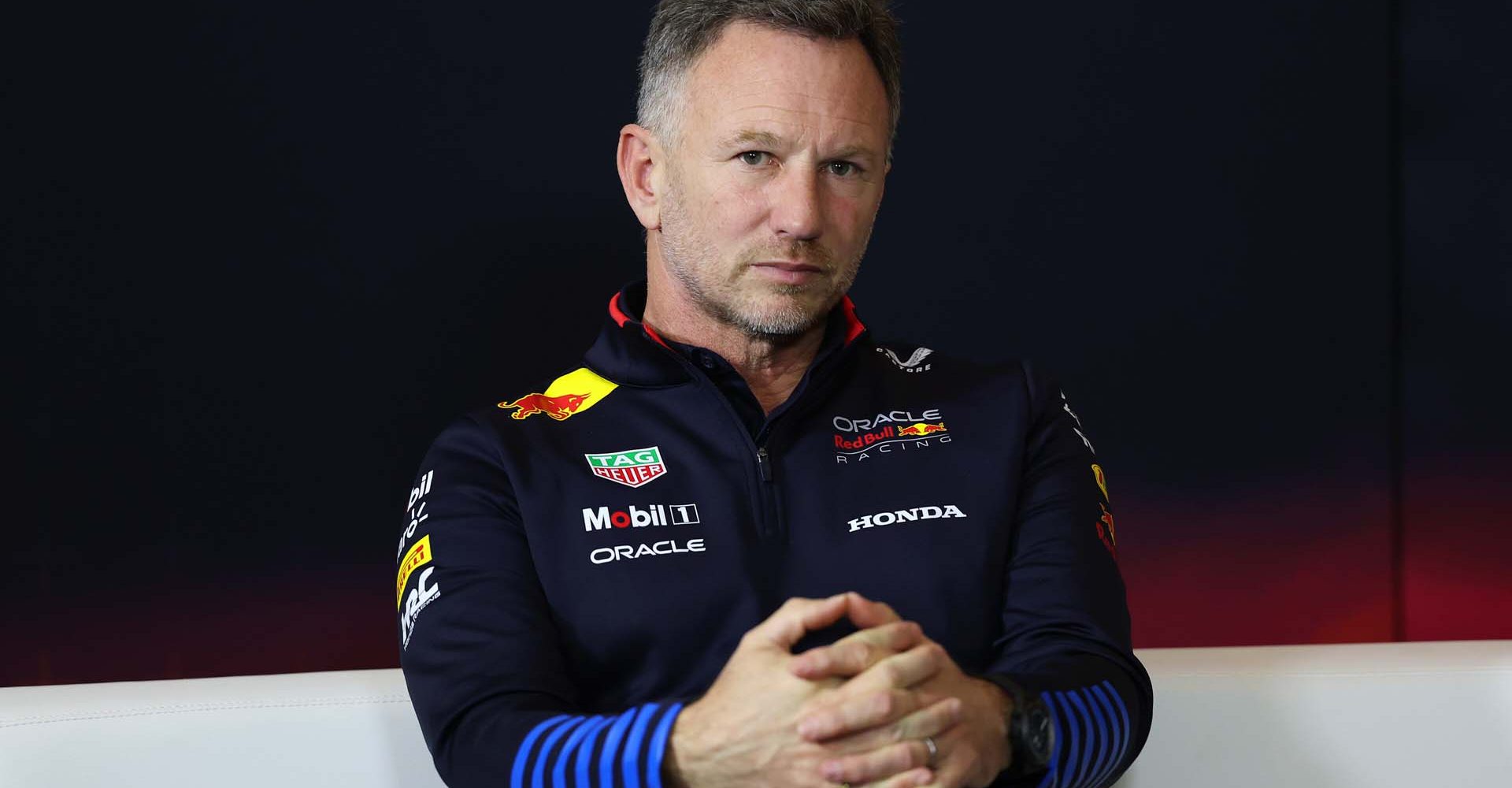 SHANGHAI, CHINA - APRIL 19: Oracle Red Bull Racing Team Principal Christian Horner attends the Team Principals Press Conference ahead of the F1 Grand Prix of China at Shanghai International Circuit on April 19, 2024 in Shanghai, China. (Photo by Lintao Zhang/Getty Images ) // Getty Images / Red Bull Content Pool // SI202404190118 // Usage for editorial use only //