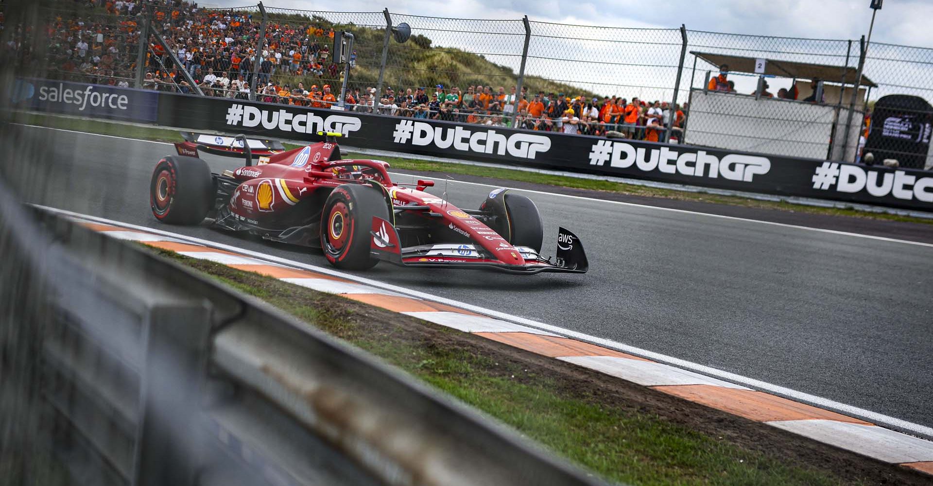 55 SAINZ Carlos (spa), Scuderia Ferrari SF-24, action during the Formula 1 Heineken Dutch Grand Prix 2024, 15th round of the 2024 Formula One World Championship from August 23 to 25, 2024 on the Circuit Zandvoort, in Zandvoort, Netherlands - Photo Florent Gooden / DPPI